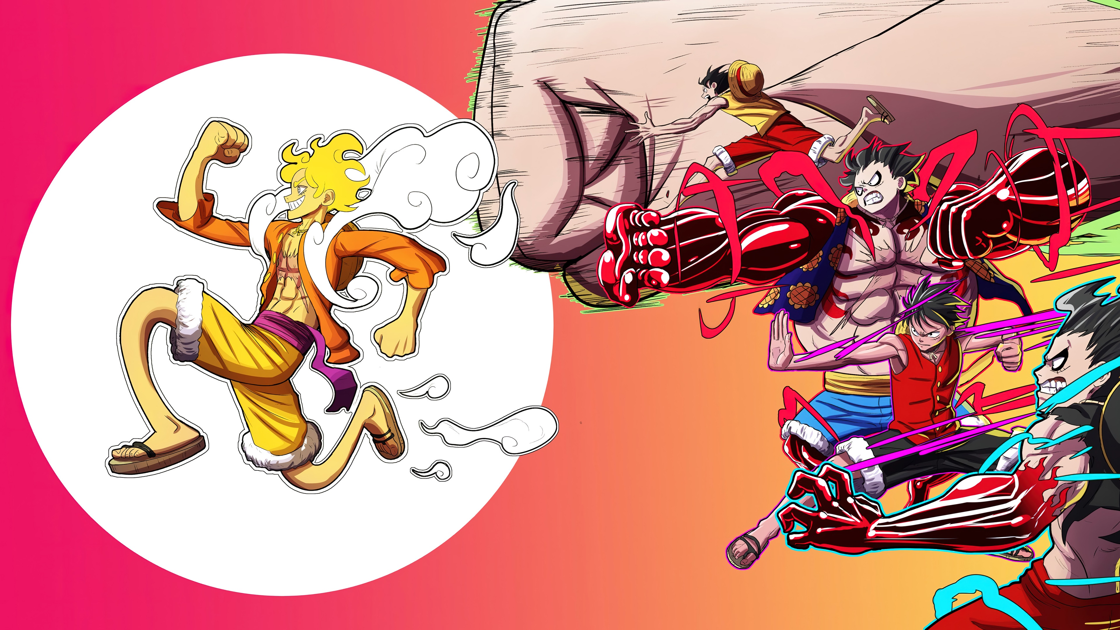 Luffy Gear 5, One Piece, 3840x2160 Ultra HD, 4K TV