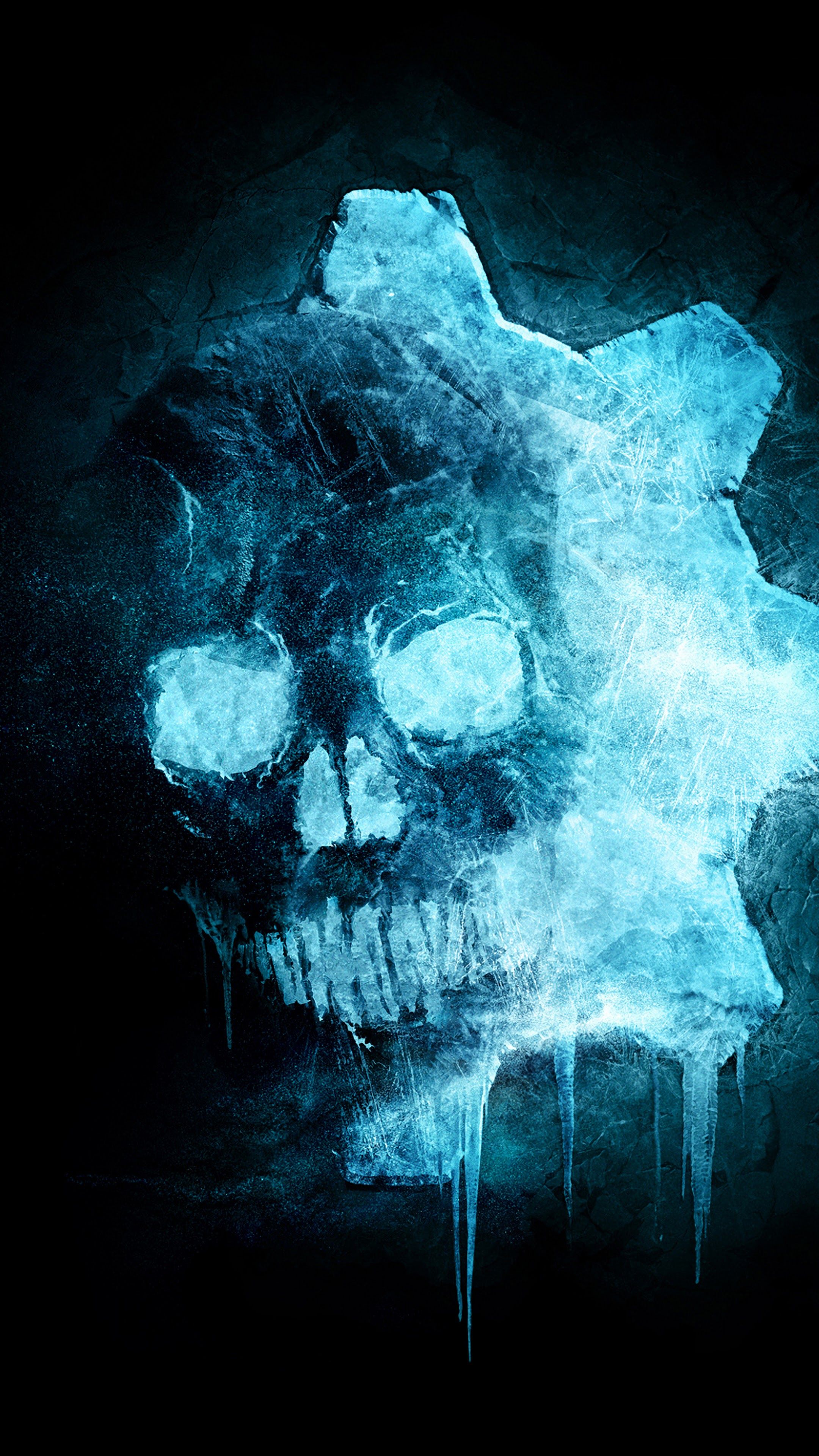 Teschio blu logo Gears, 2160x3840 Full HD Verticale, iPhone