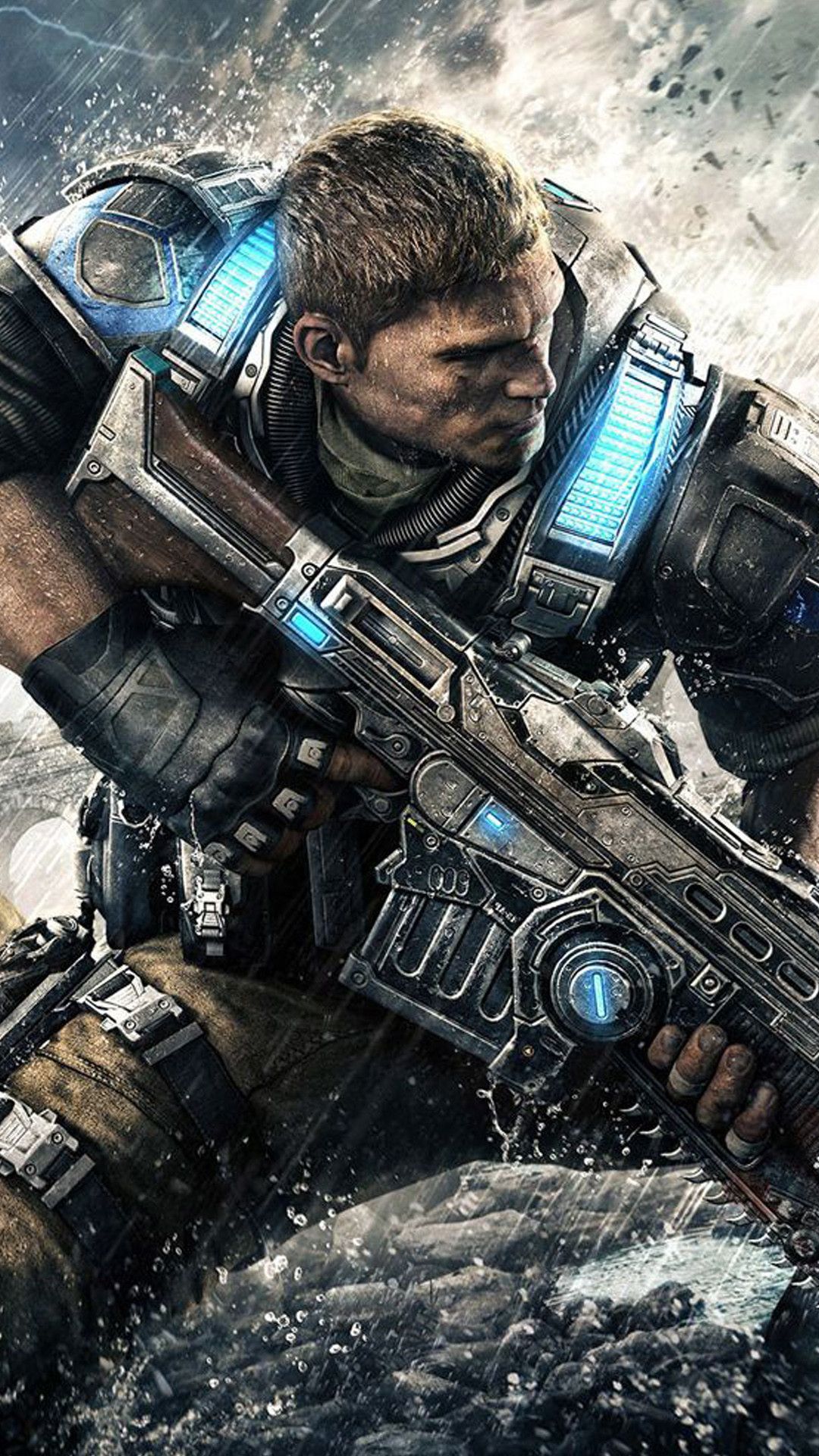 Soldato Gears of War con fucile, 1080x1920 Verticale, Mobile