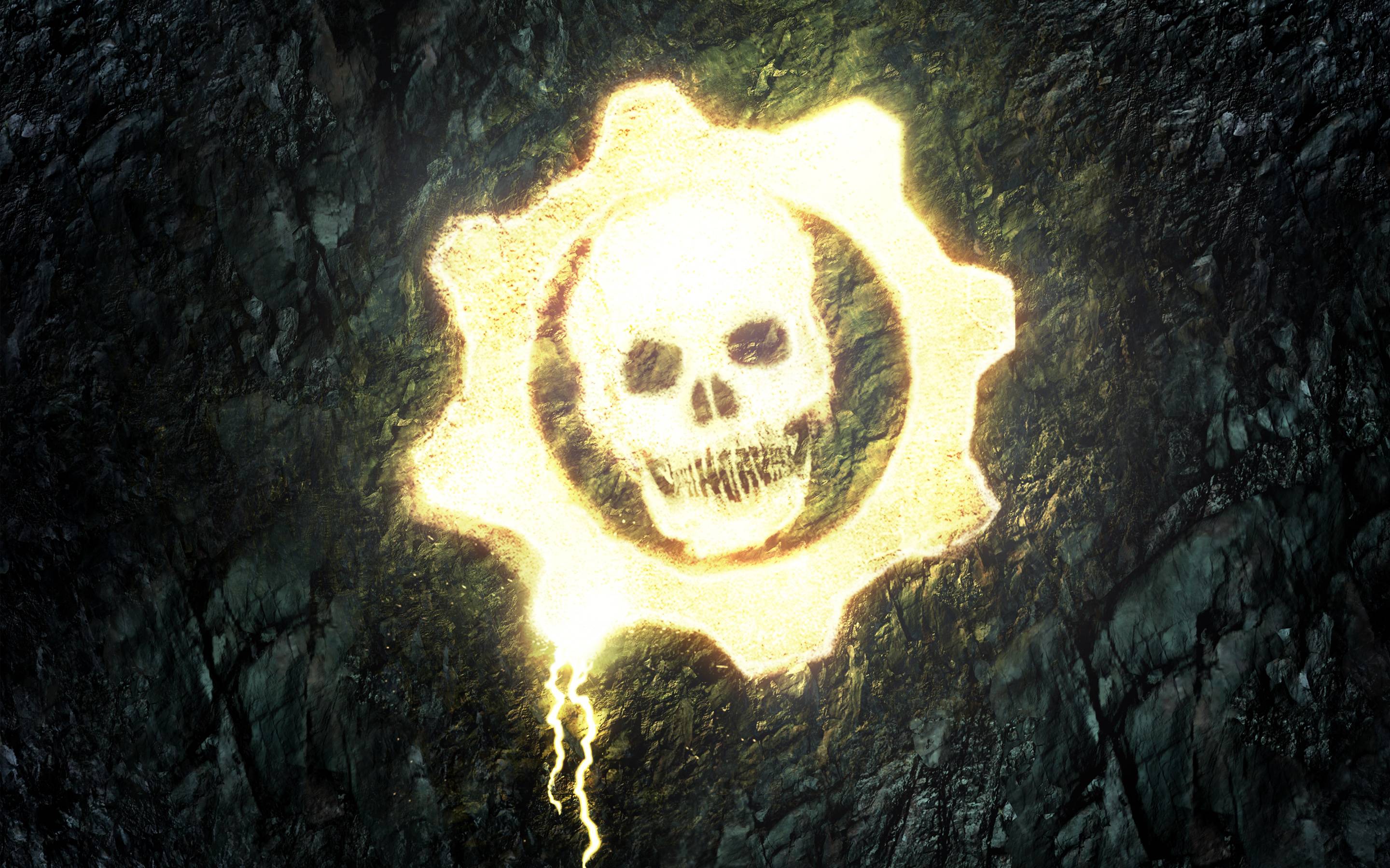 Logo Gears of War teschio ingranaggio, 2880x1800 2K, Laptop