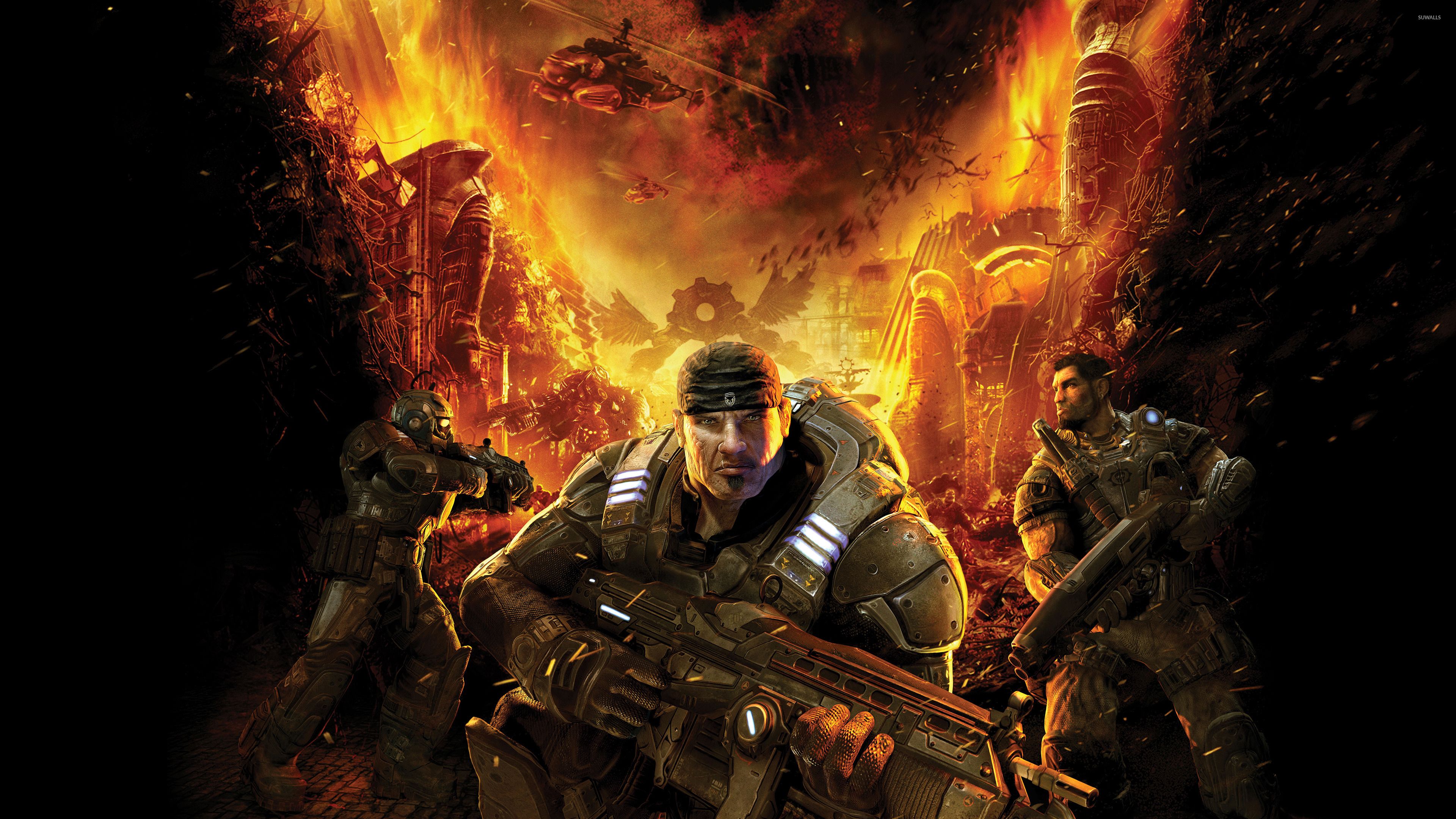 Soldati Gears of War fuoco, 3840x2160 UHD, PC 4K