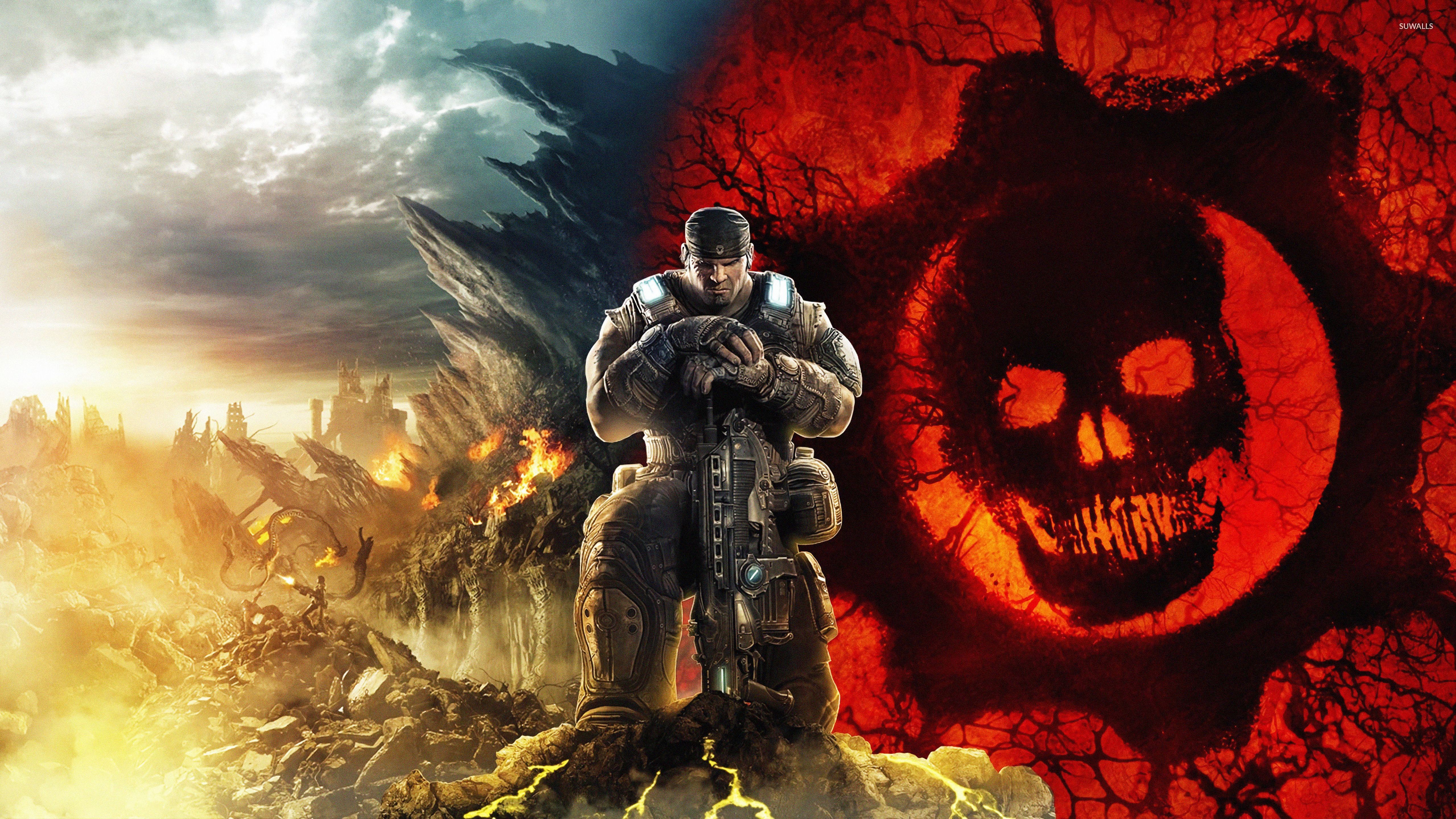 Soldato Gears of War con teschio, 5120x2880 Ultra HD, Monitor 4K