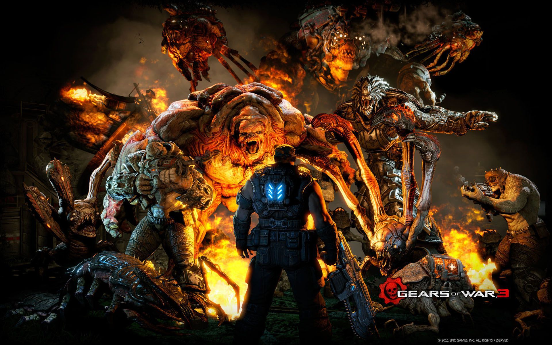 Gears of War 3 mostri fiamme, 1920x1200 Full HD+, PC