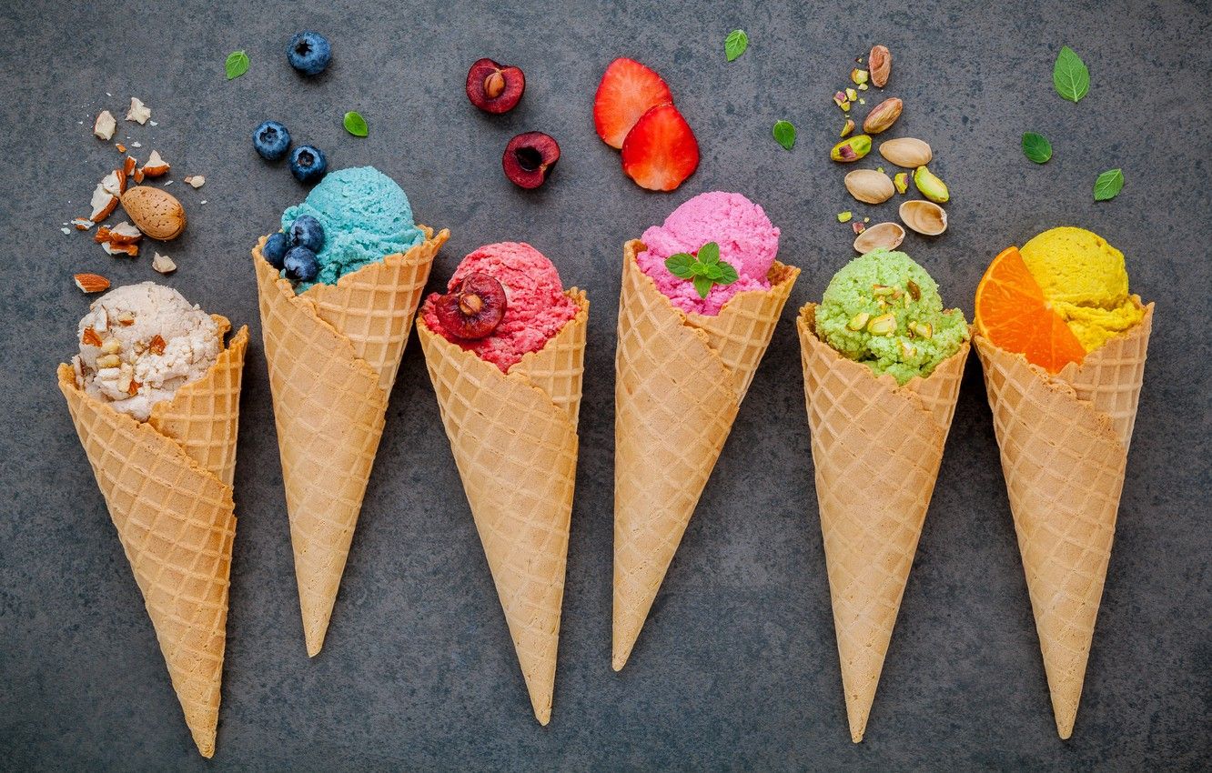Coni gelato colorati con frutta, 1332x850 720p, Acer Nitro