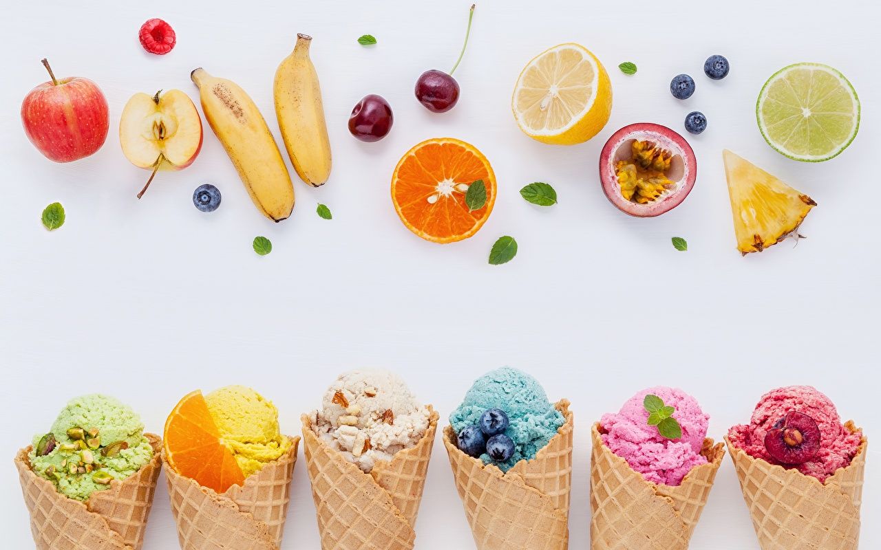 Coni gelato colorati con frutta, 1280x800 HD, Desktop