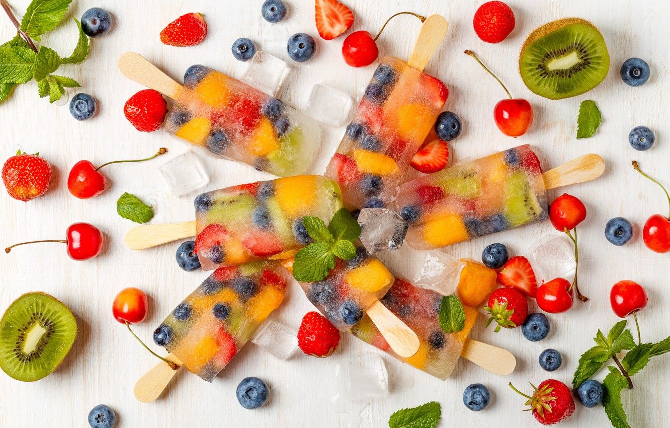Ghiaccioli di frutta con bacche, 1332x850 HD, Desktop