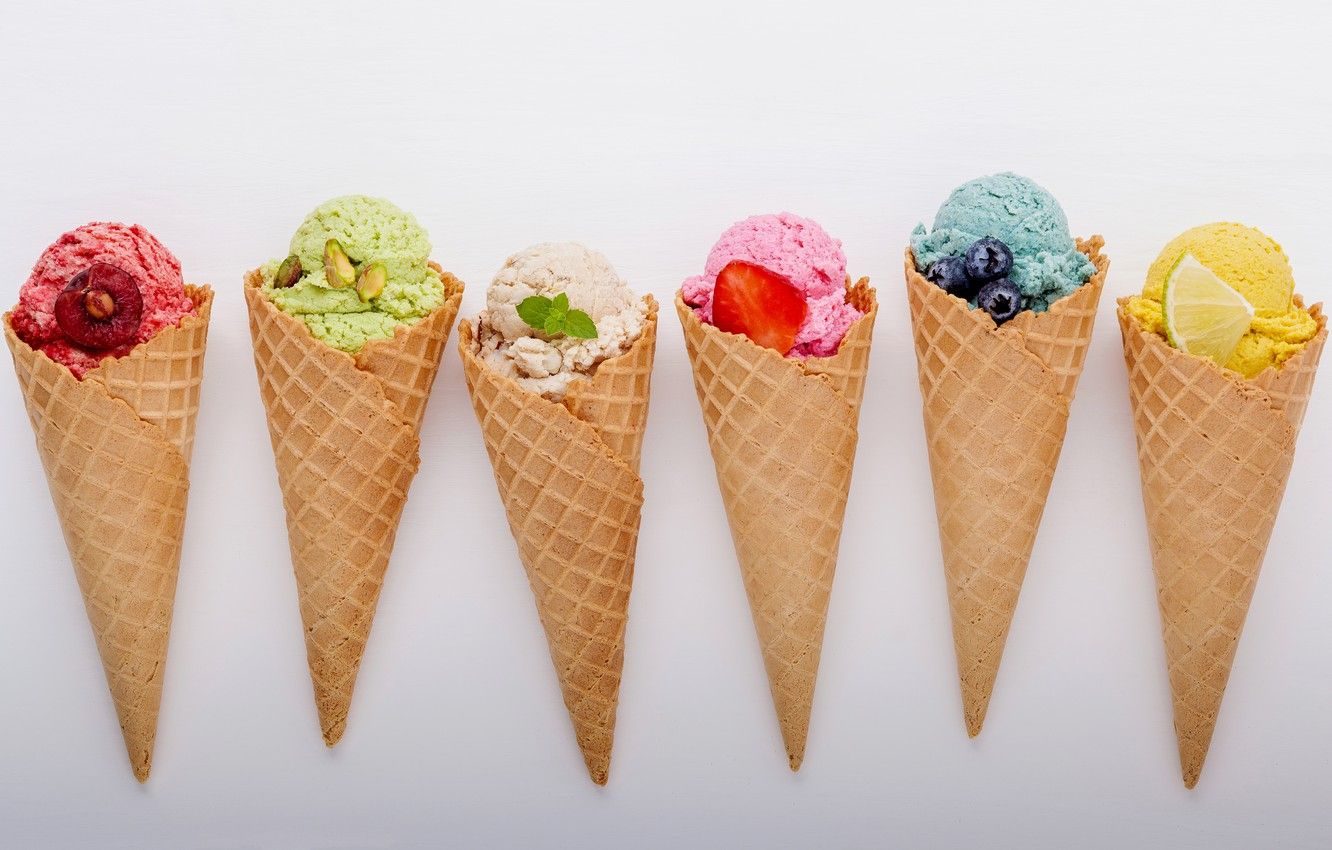 Coni gelato colorati con frutta, 1332x850 HD, Desktop