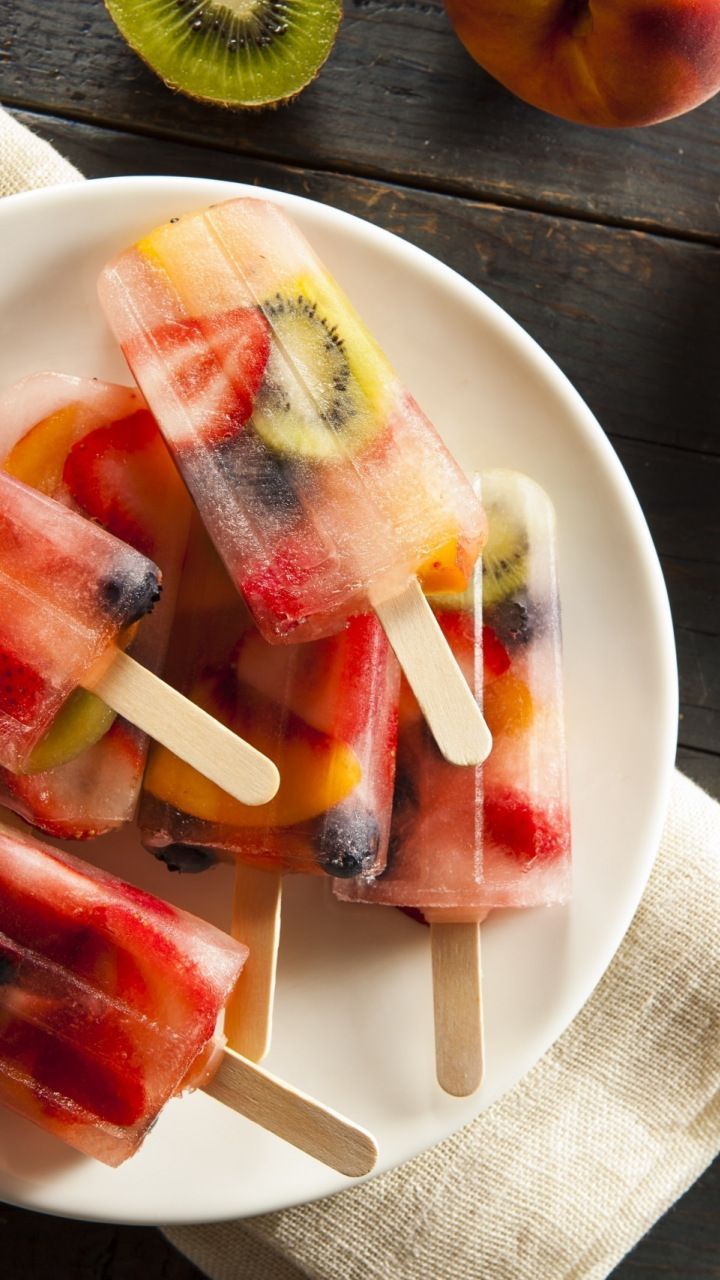 Ghiaccioli frutta fragole kiwi, 720x1280 Full HD Verticale, Smartphone