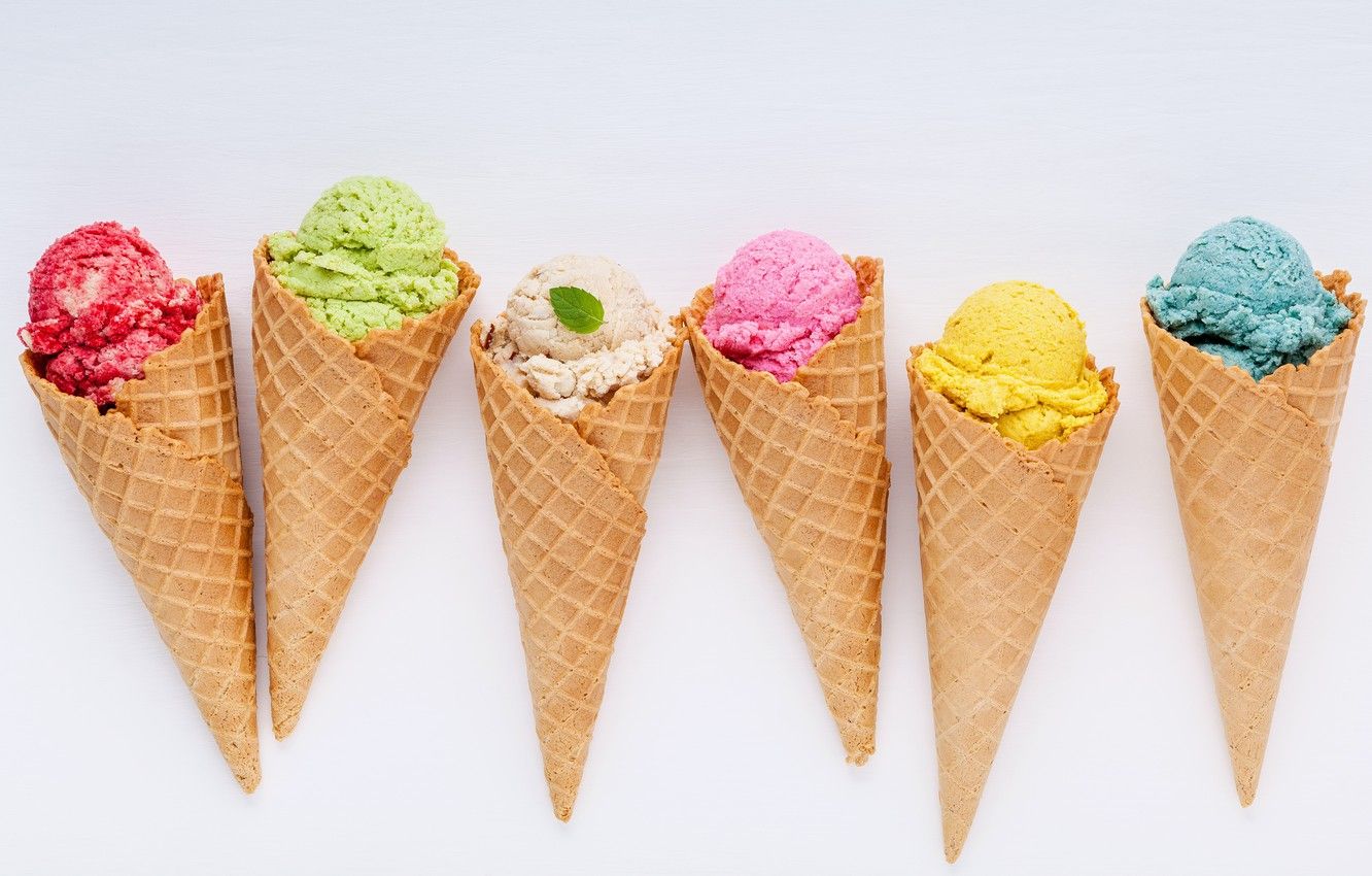 Coni gelato colorati fila, 1332x850 HD, Desktop