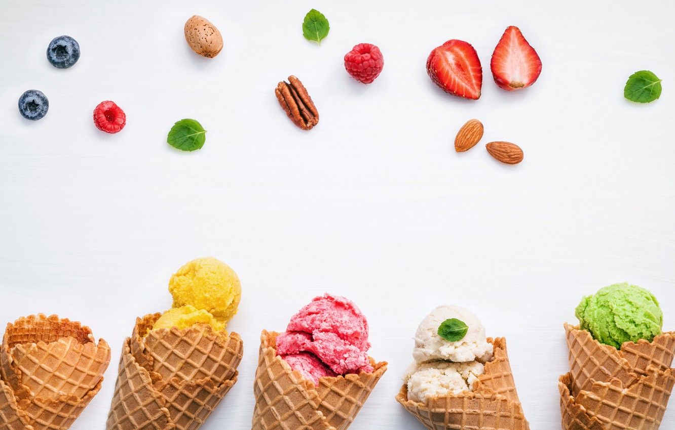 Coni gelato colorati e frutti di bosco, 1332x850 HD, HP Laptop
