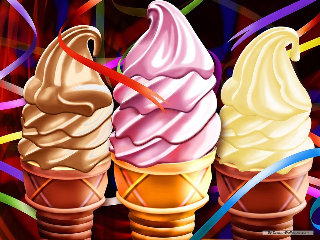 Tre coni gelato colorati illustrati, 1024x768 HD, Laptop