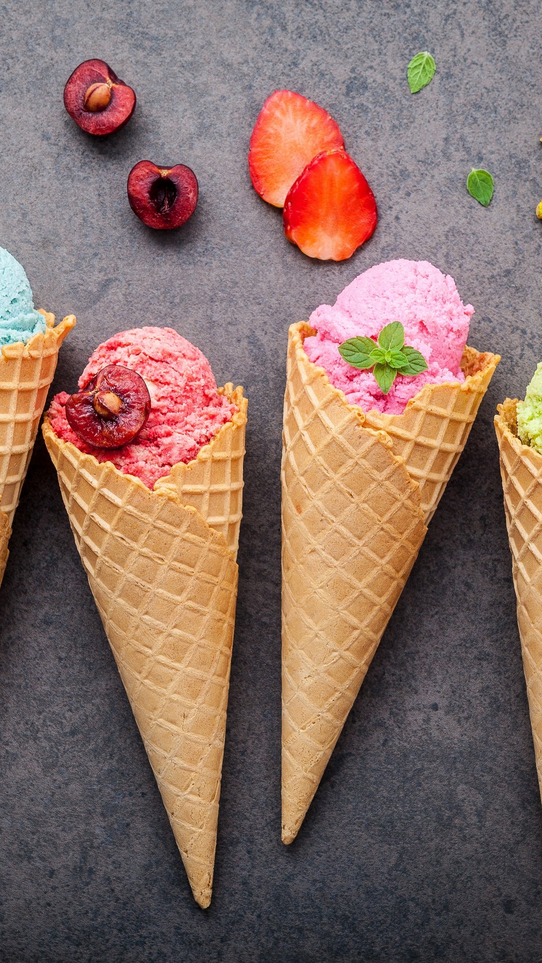 Coni gelato frutti misti, 1080x1920 Full HD Verticale, Smartphone