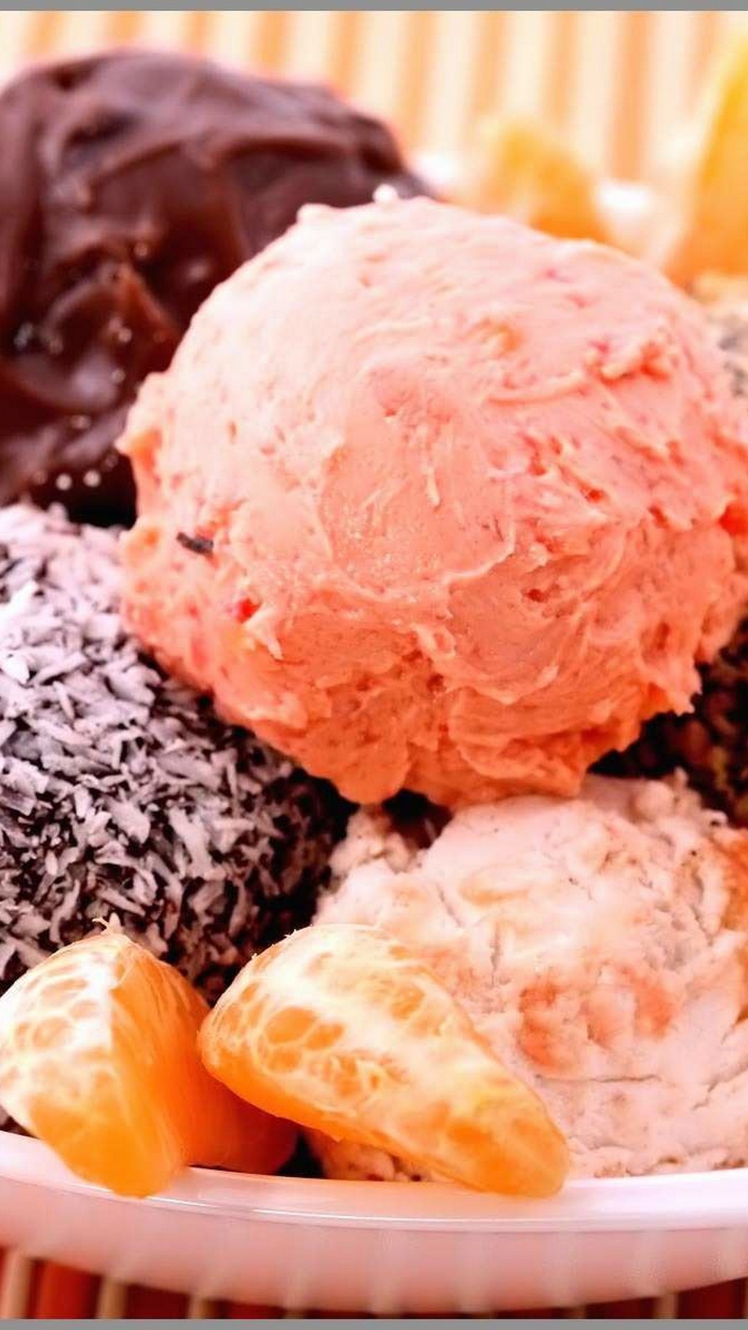 Palline di gelato con mandarino, 1080x1920 Full HD Verticale, Samsung Galaxy