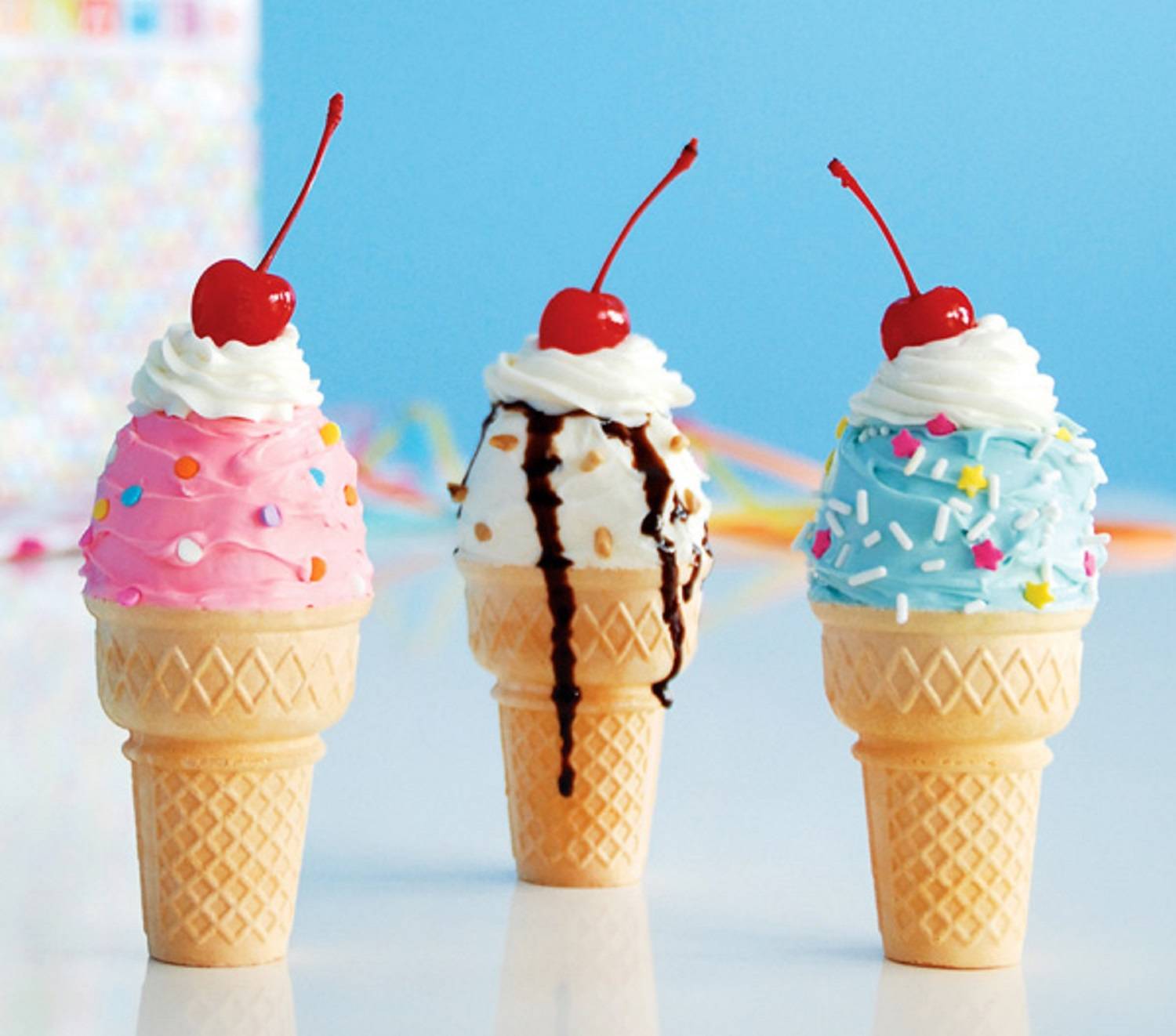 Tre coni gelato con ciliegia, 1500x1322 HD, Desktop