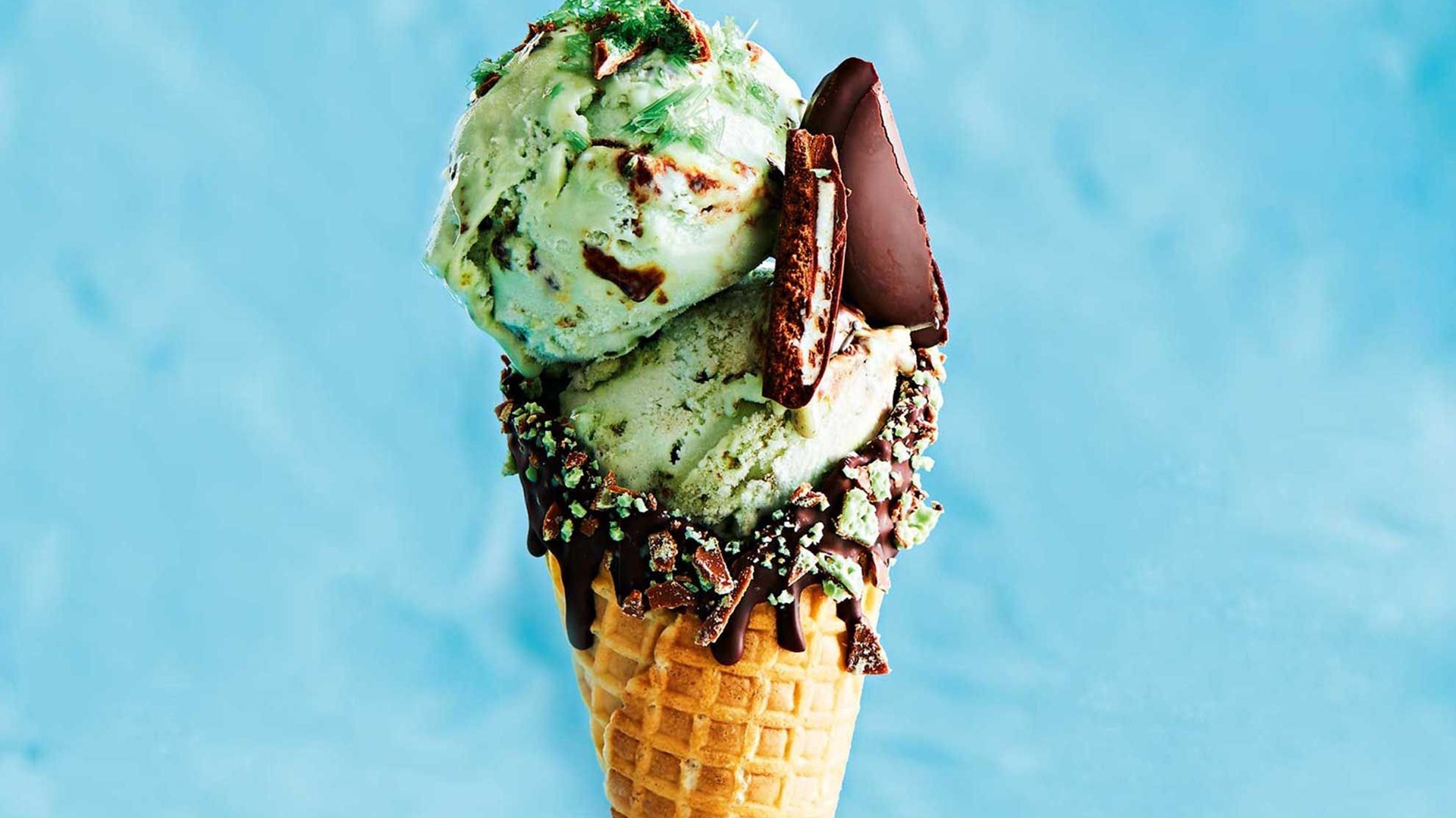 Gelato menta cioccolato in cono, 1920x1080 Full HD, Desktop