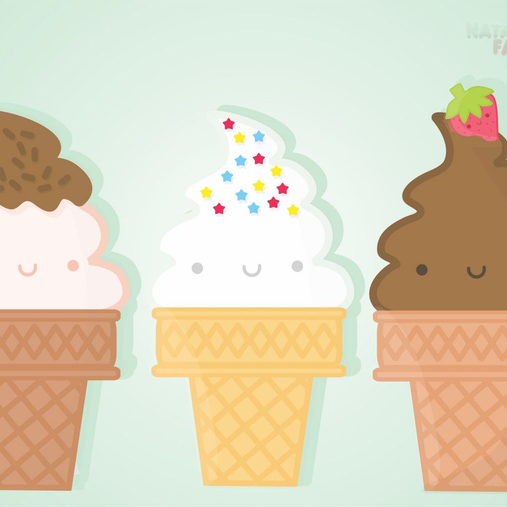 Coni gelato kawaii sorridenti, 1024x1024 HD, Desktop