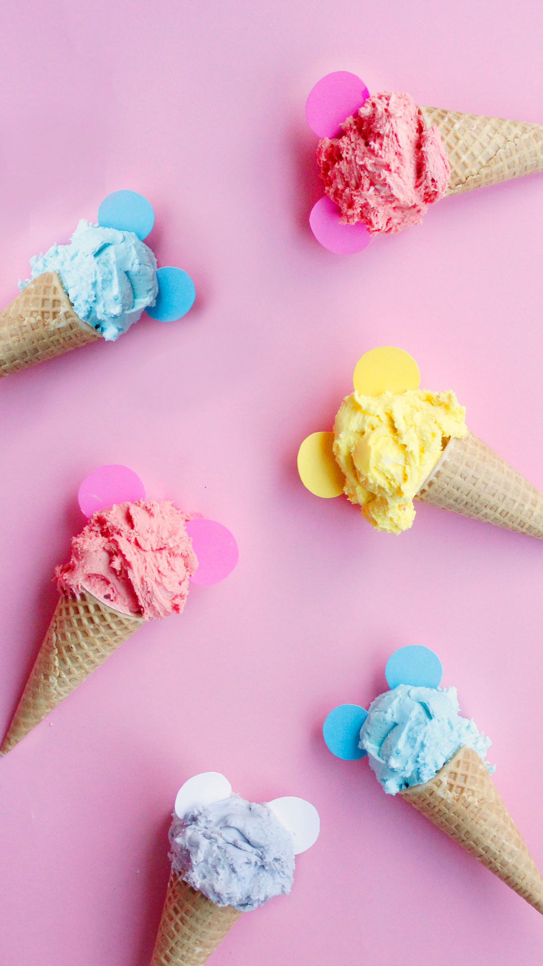 Coni gelato colorati sfondo rosa, 1080x1920 Full HD Verticale, Samsung Galaxy