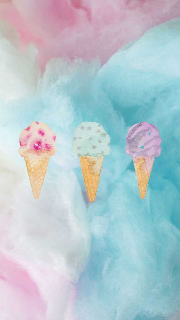 Tre coni gelato pastello acquerello, 720x1280 Full HD Verticale, Smartphone