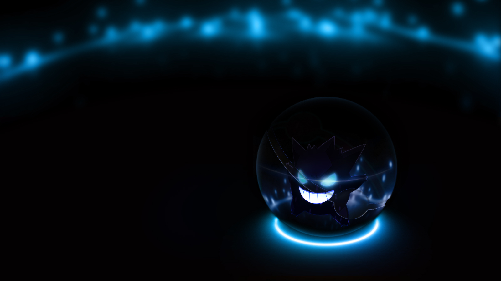 Gengar sfera scura luce blu, 1600x900 HD Ready, Desktop