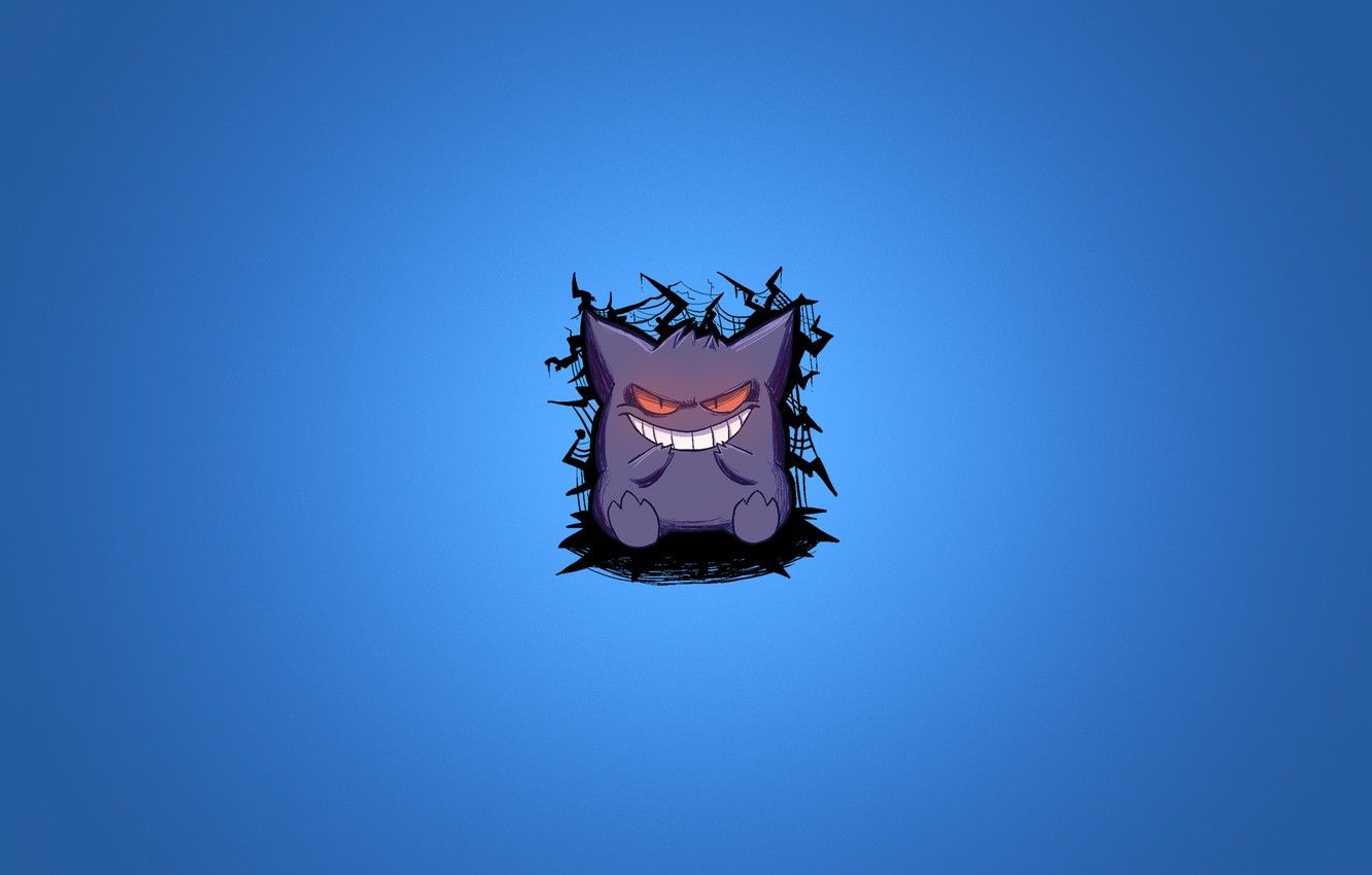 Gengar Pokemon sfondo blu, creature tascabili, 1332x850 720p, Laptop