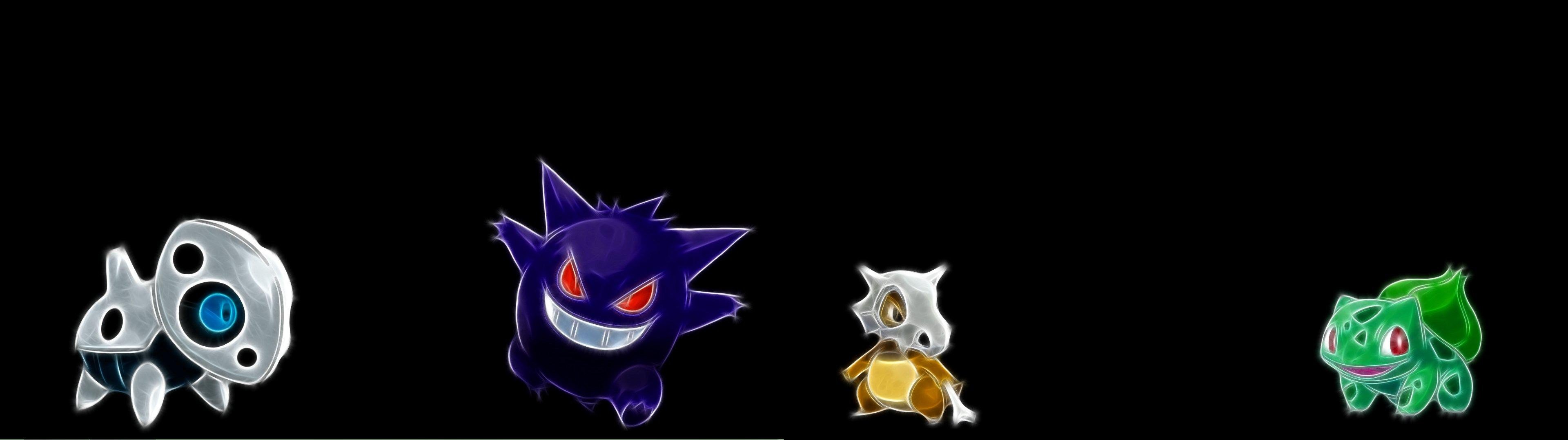 Gengar Pokemon sfondo nero, 3840x1080 Ultrawide, Dual Monitor