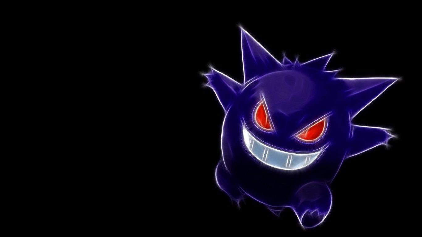 Gengar Pokémon sfondo nero, 1367x768 720p, PC