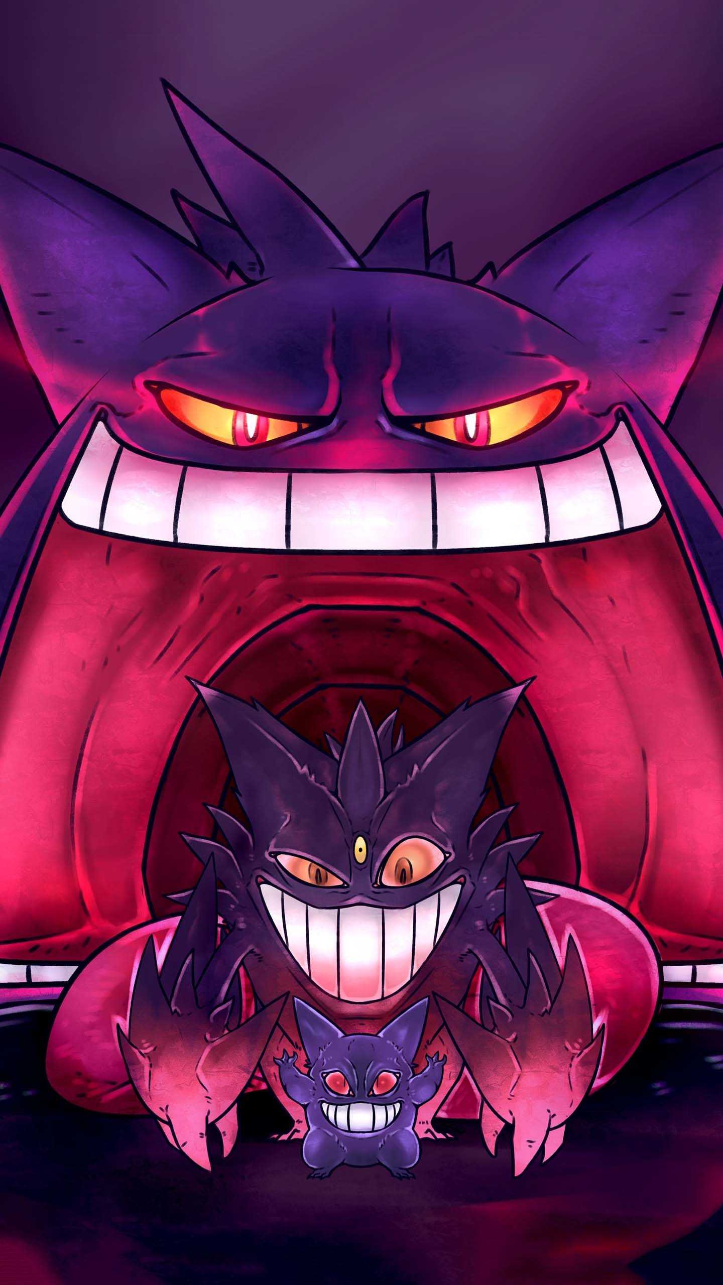 Gengar Pokémon viola sorridente, 1440x2560 Full HD Verticale, iPhone