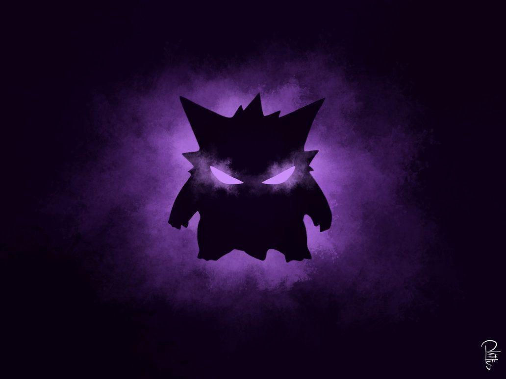 Gengar Pokemon silhouette viola, creature tascabili, 1032x774 HD, PC