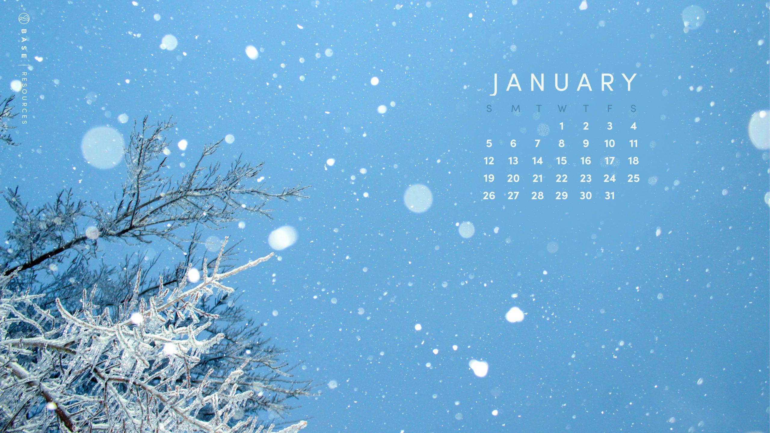 Calendario gennaio neve invernale, 2560x1440 2K, Desktop