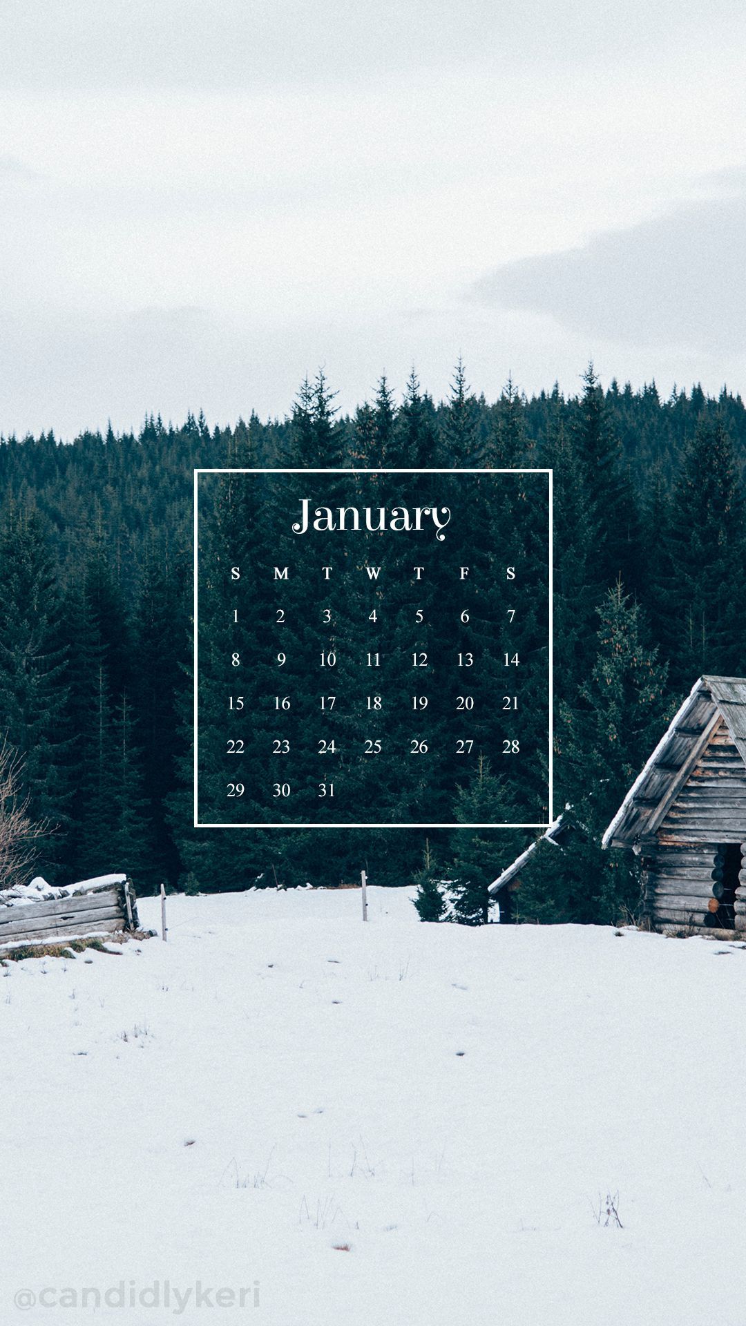 Calendario gennaio brina invernale, 1080x1080 HD, PC