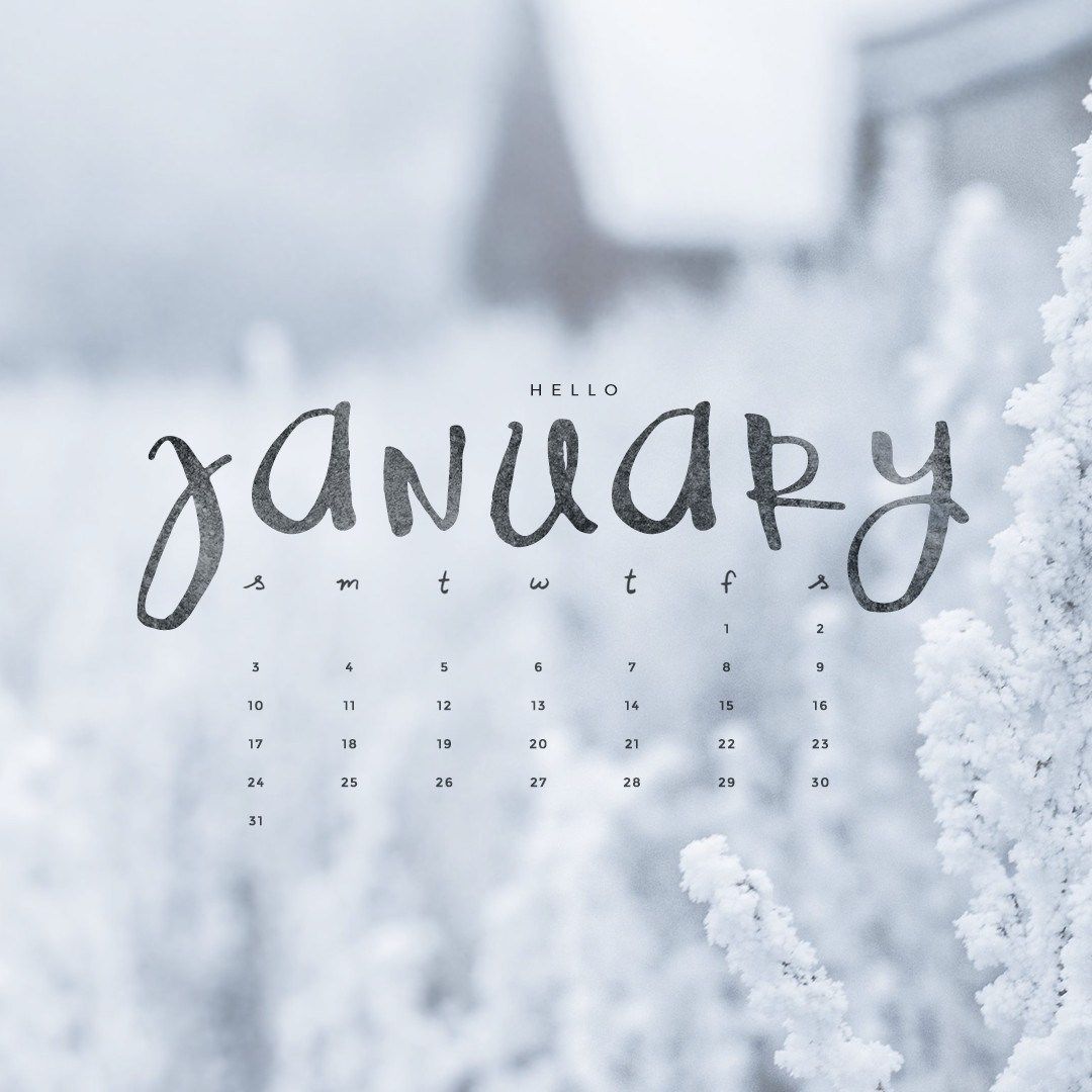 Calendario gennaio scritta neve, 1080x1080 HD, Desktop