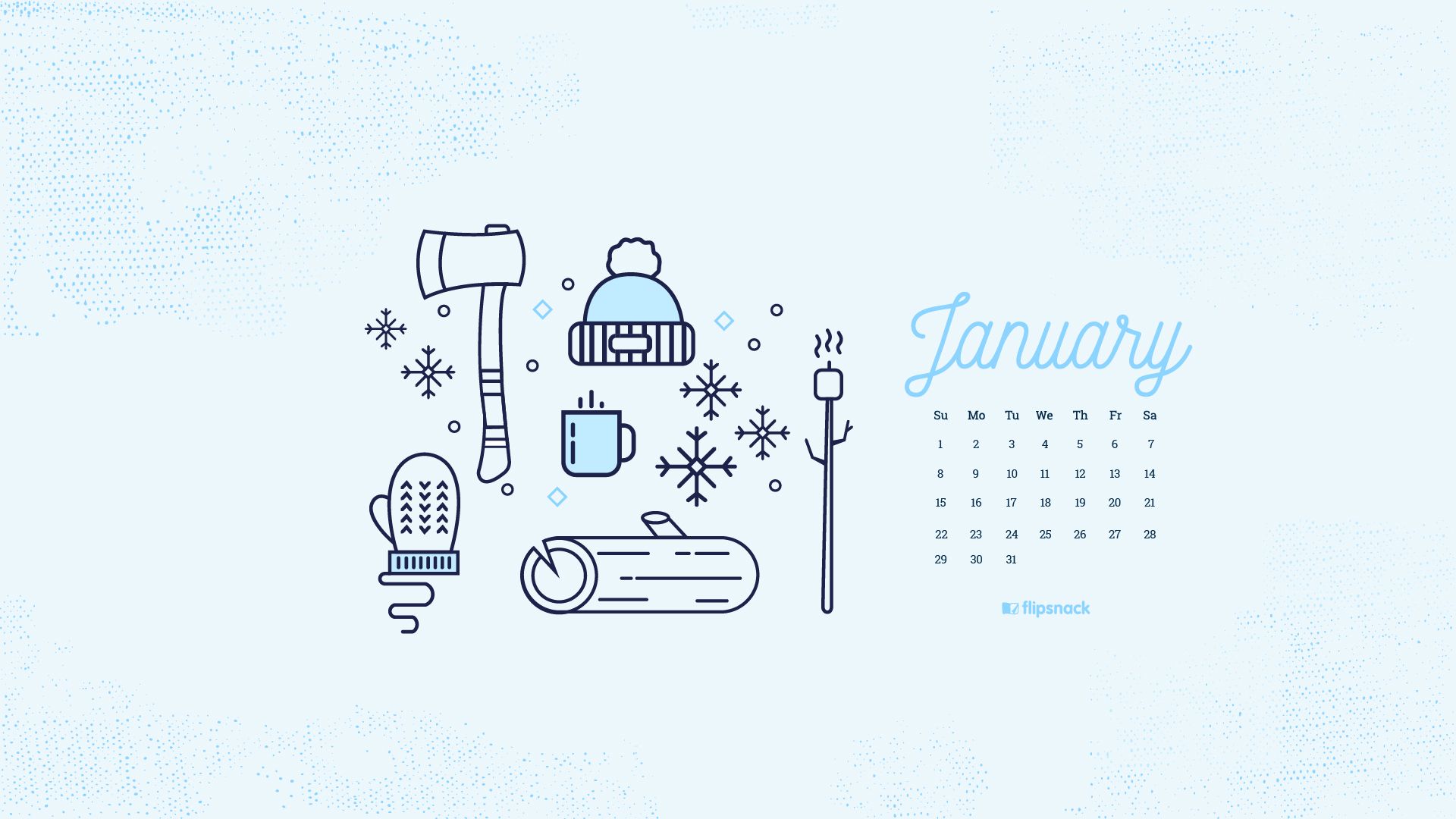 Icone invernali gennaio calendario, 1920x1080 Full HD, PC