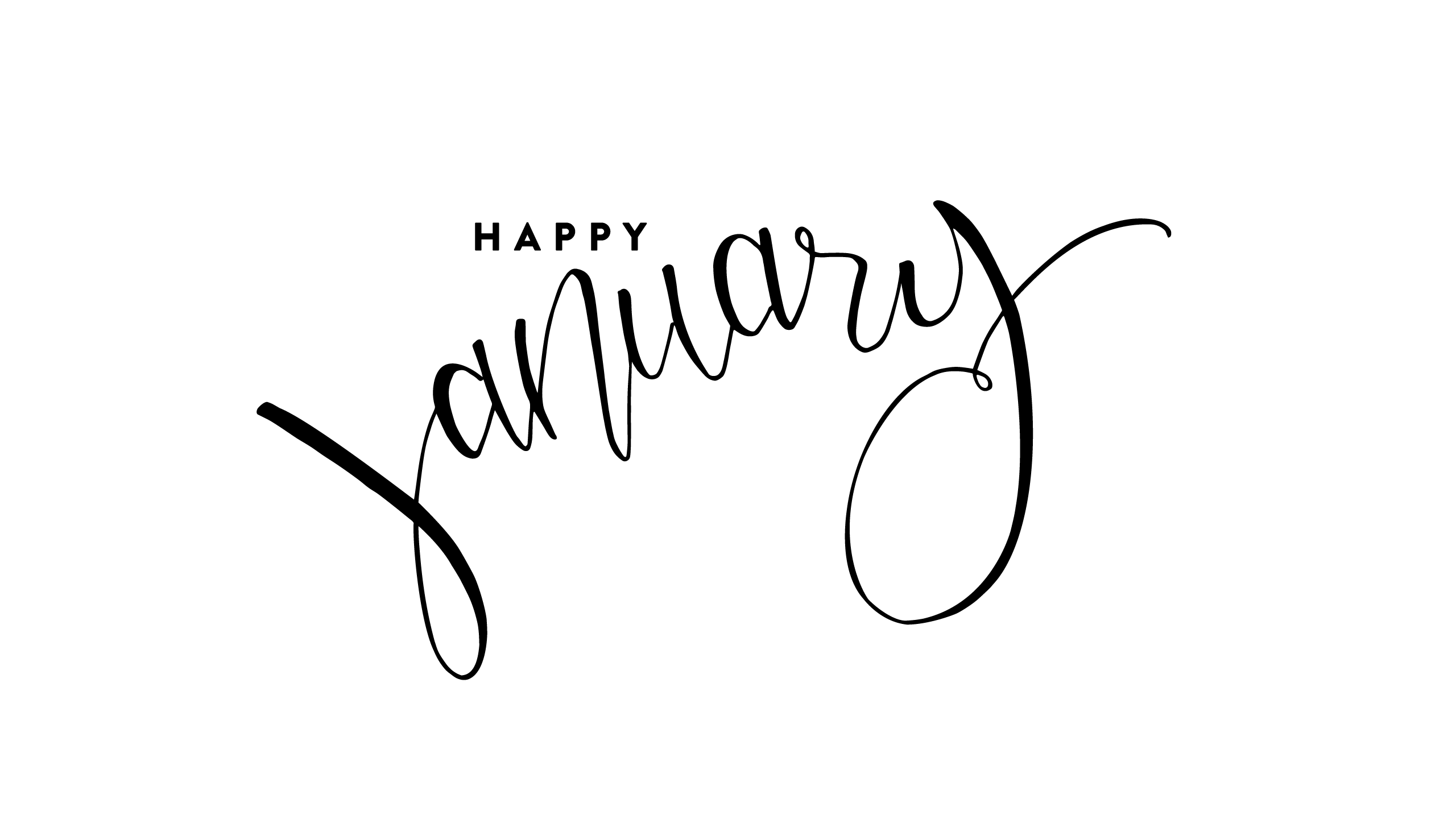 Scritta calligrafica Happy January nero, 2560x1440 QHD, Laptop