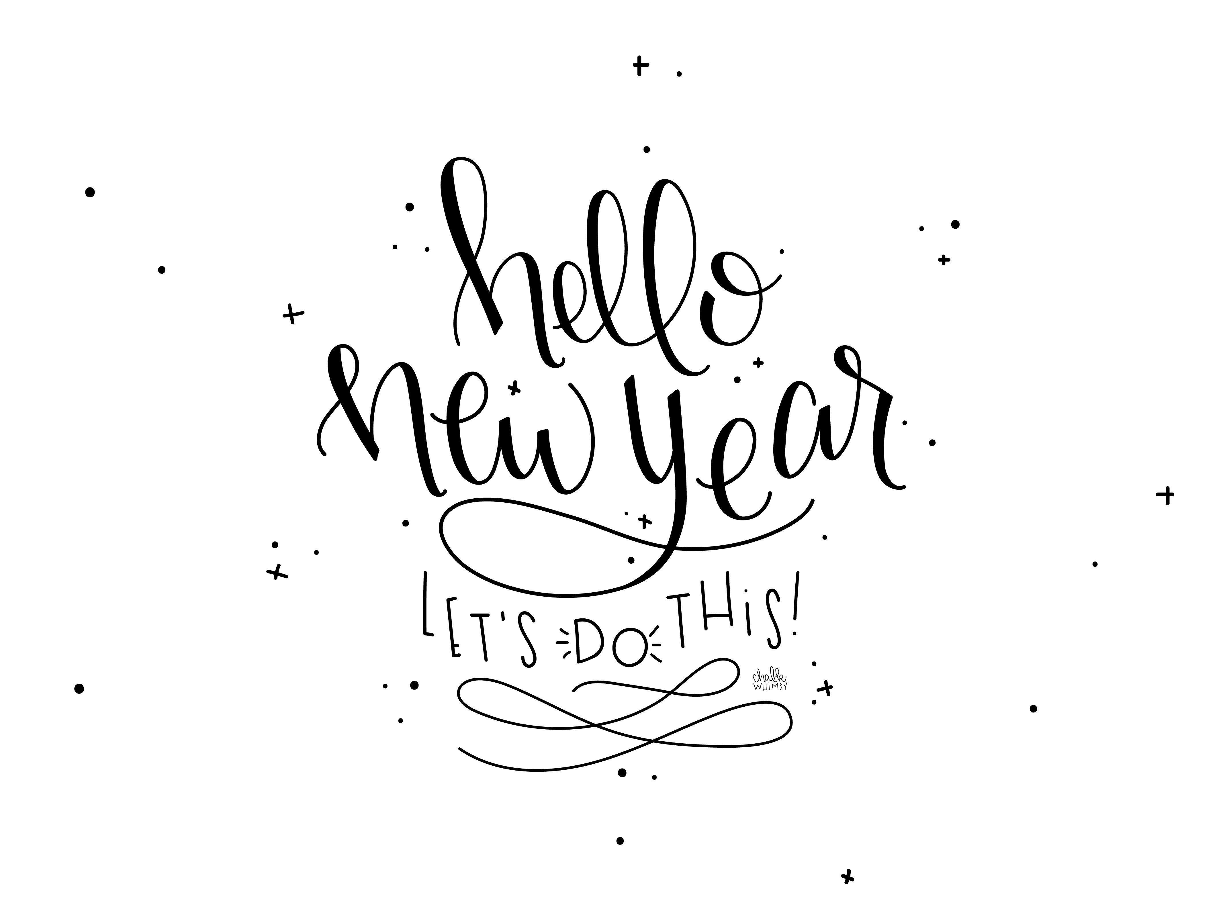 Scritta Hello New Year nero, 4267x3200 4K, Desktop 4K