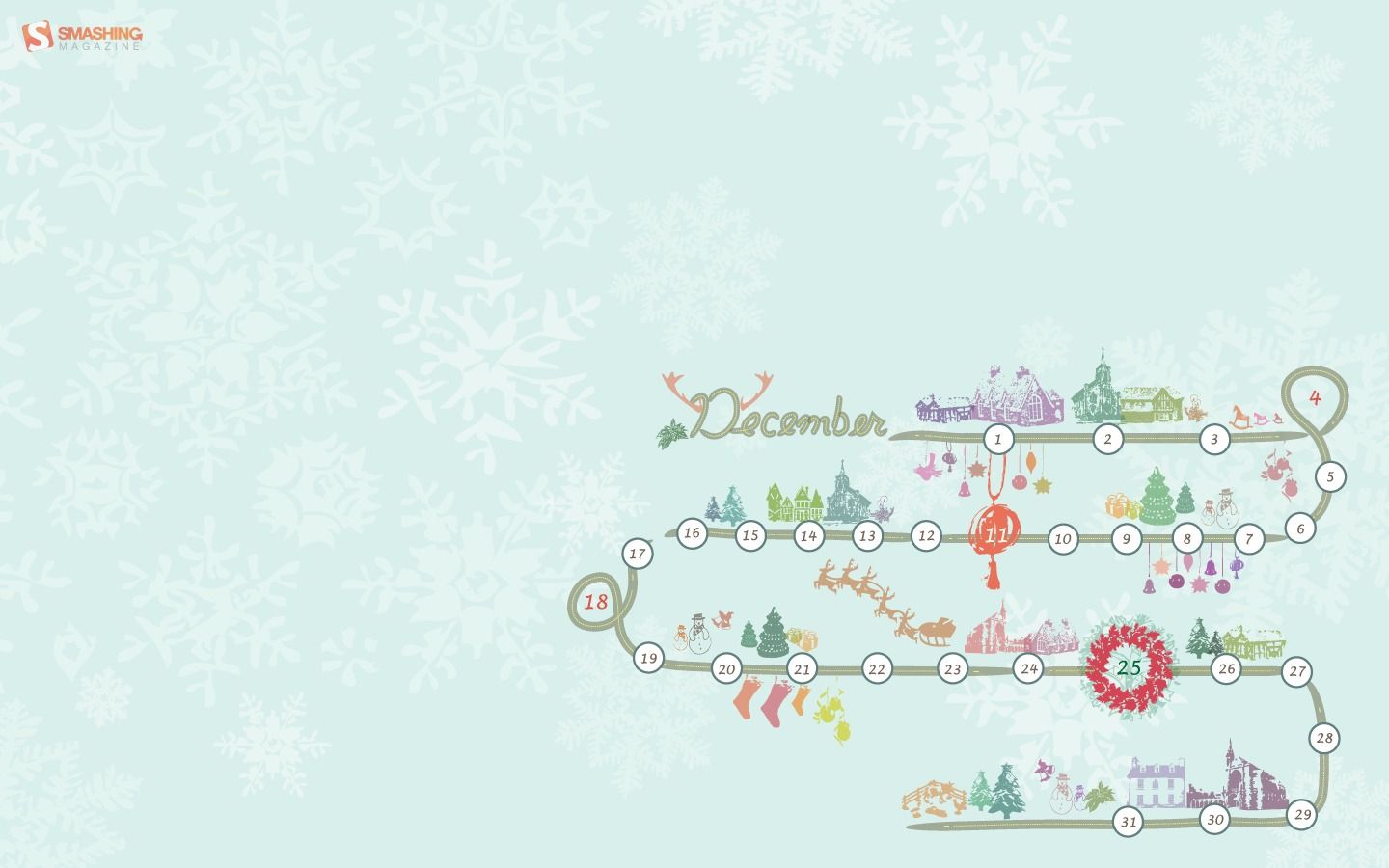 Calendario invernale illustrato dicembre, 1440x900 720p, MacBook Air