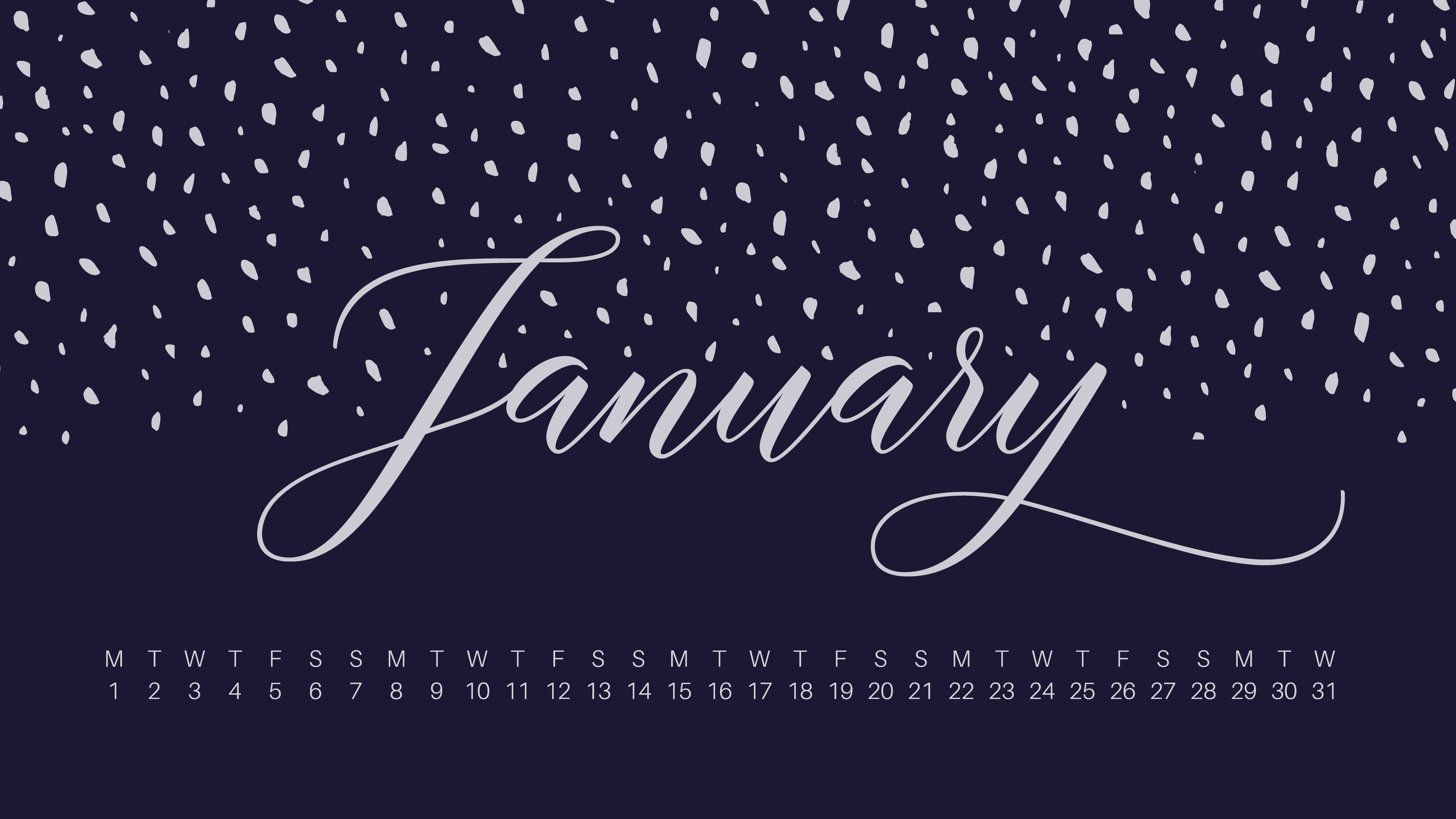 Calendario gennaio scritta corsivo blu, 5120x2880 4K Ultra HD, Monitor 4K