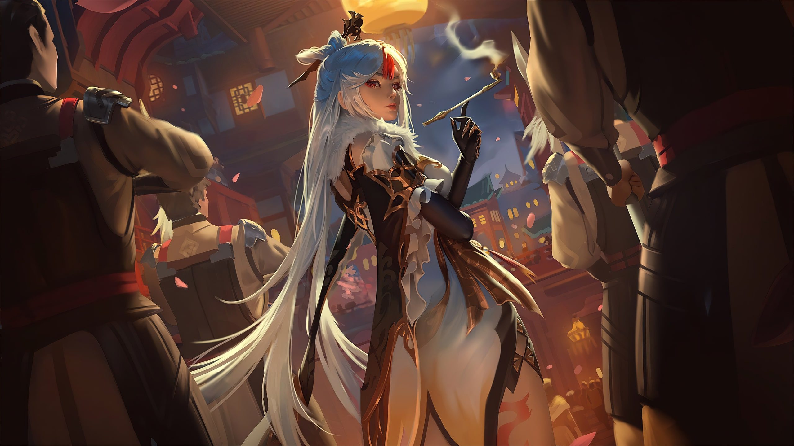 Personaggio Genshin Impact, capelli bianchi, 2560x1440 QHD, Laptop