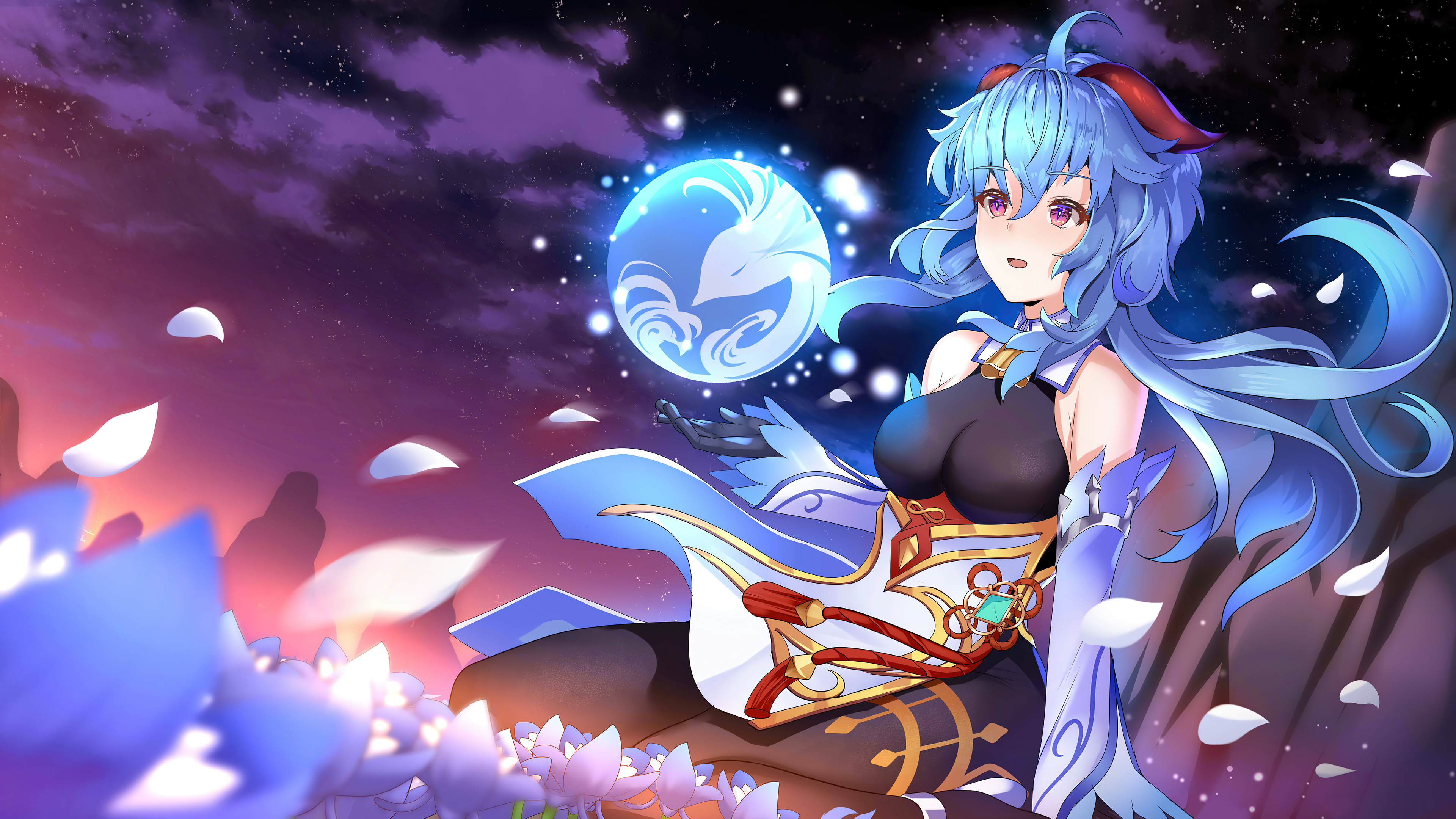 Ganyu Genshin Impact notte, 3840x2160 Ultra HD, 4K TV