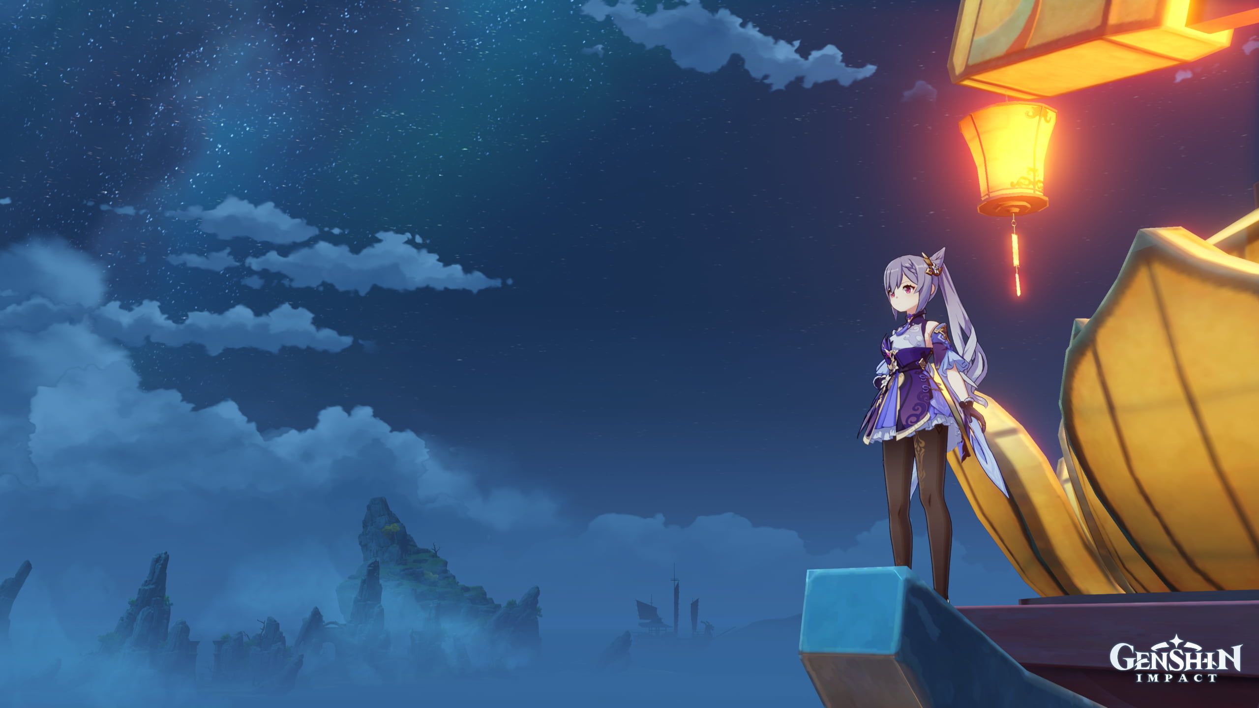 Keqing, Genshin Impact, notte, 2560x1440 1440p, Desktop