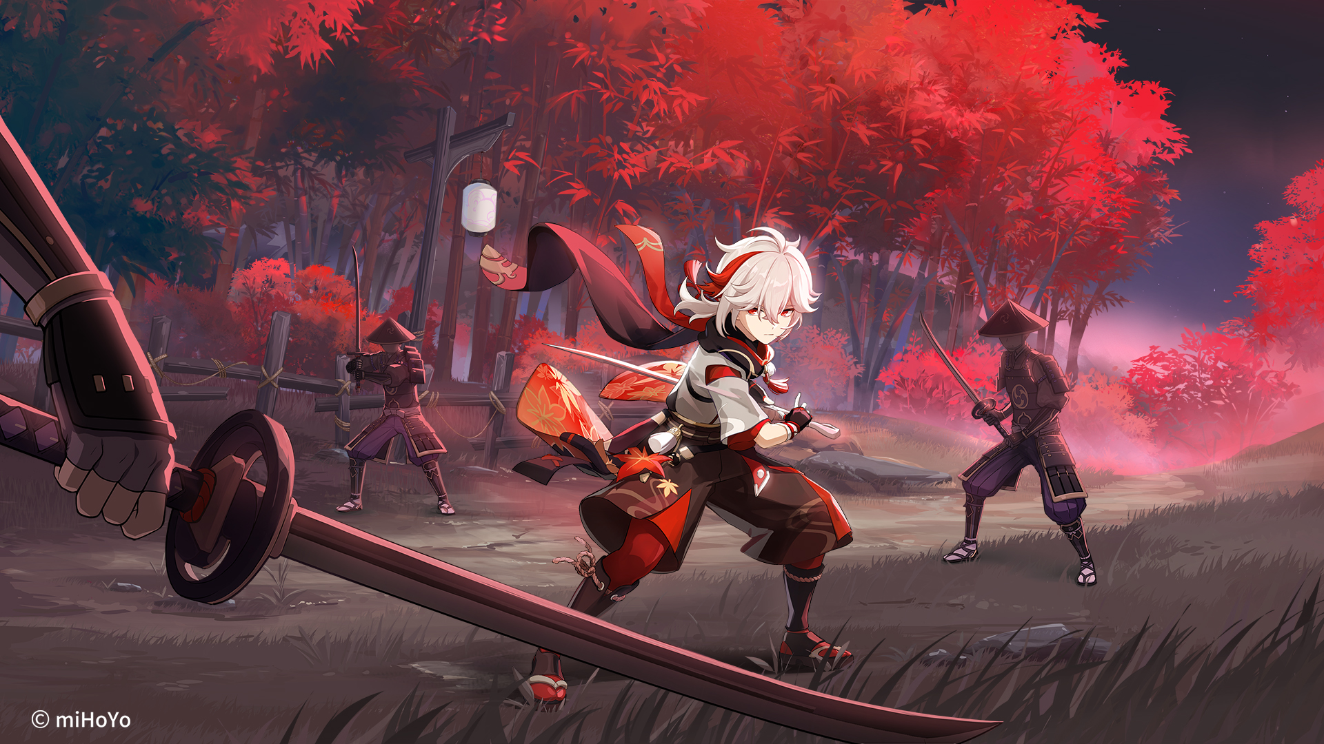 Personaggio Genshin Impact, foresta autunnale, 1920x1080 Full HD, Desktop