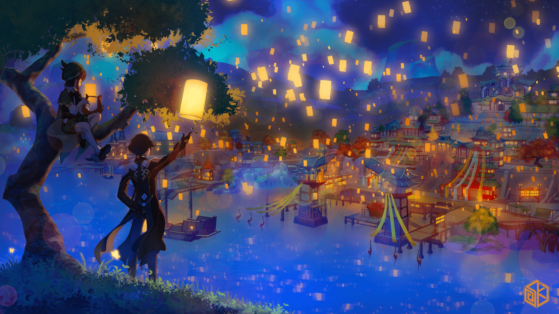 Genshin Impact festa lanterne, 1920x1080 Full HD, PC Desktop