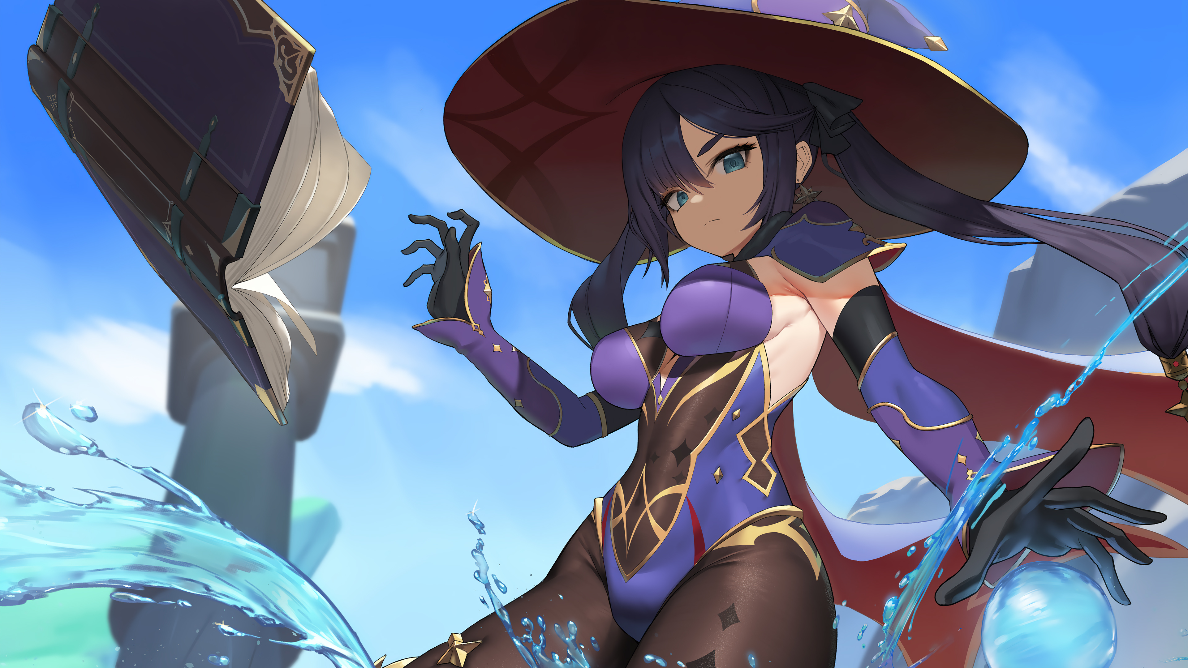 Personaggio Genshin Impact, magia acqua, 3840x2160 Ultra HD, 4K TV