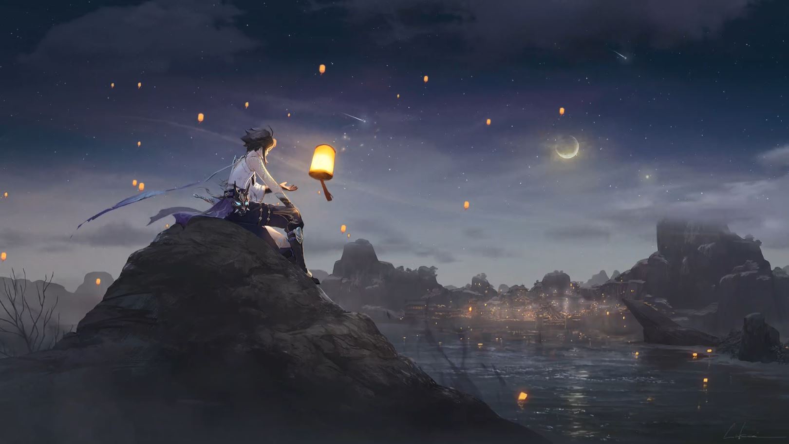 Xiao lanterna festival Genshin, 1620x911 900p, Desktop