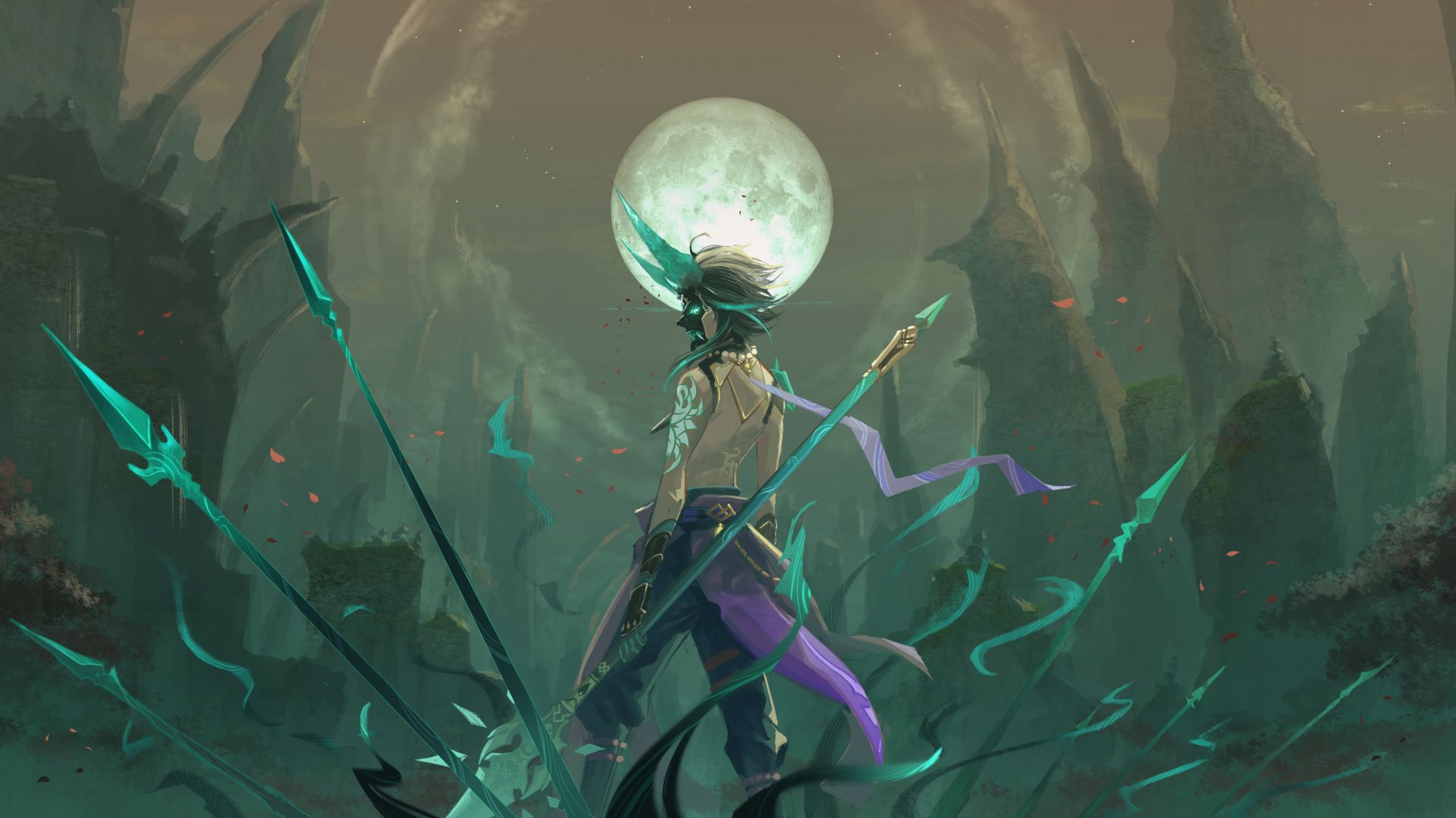 Xiao Genshin Impact luna, 1920x1080 Full HD 1080p, Laptop