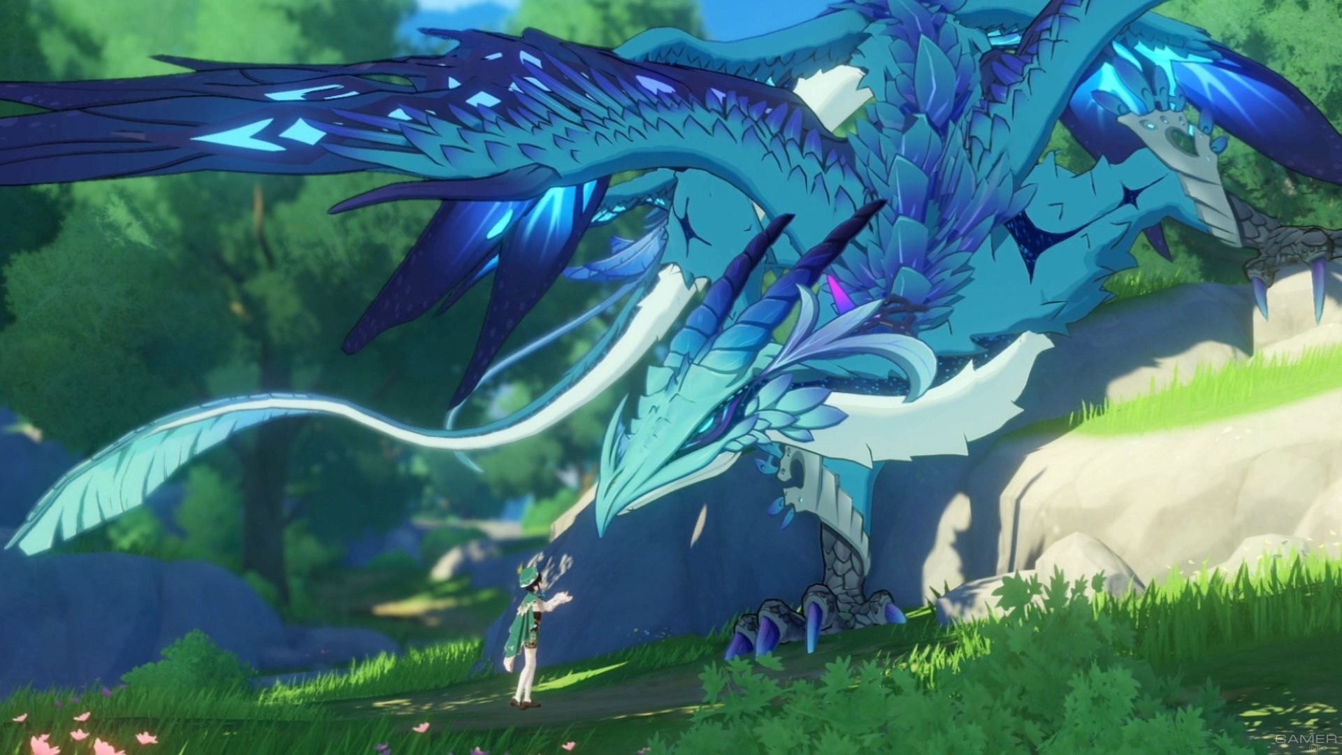 Drago blu Genshin Impact, 1920x1080 1080p, Desktop