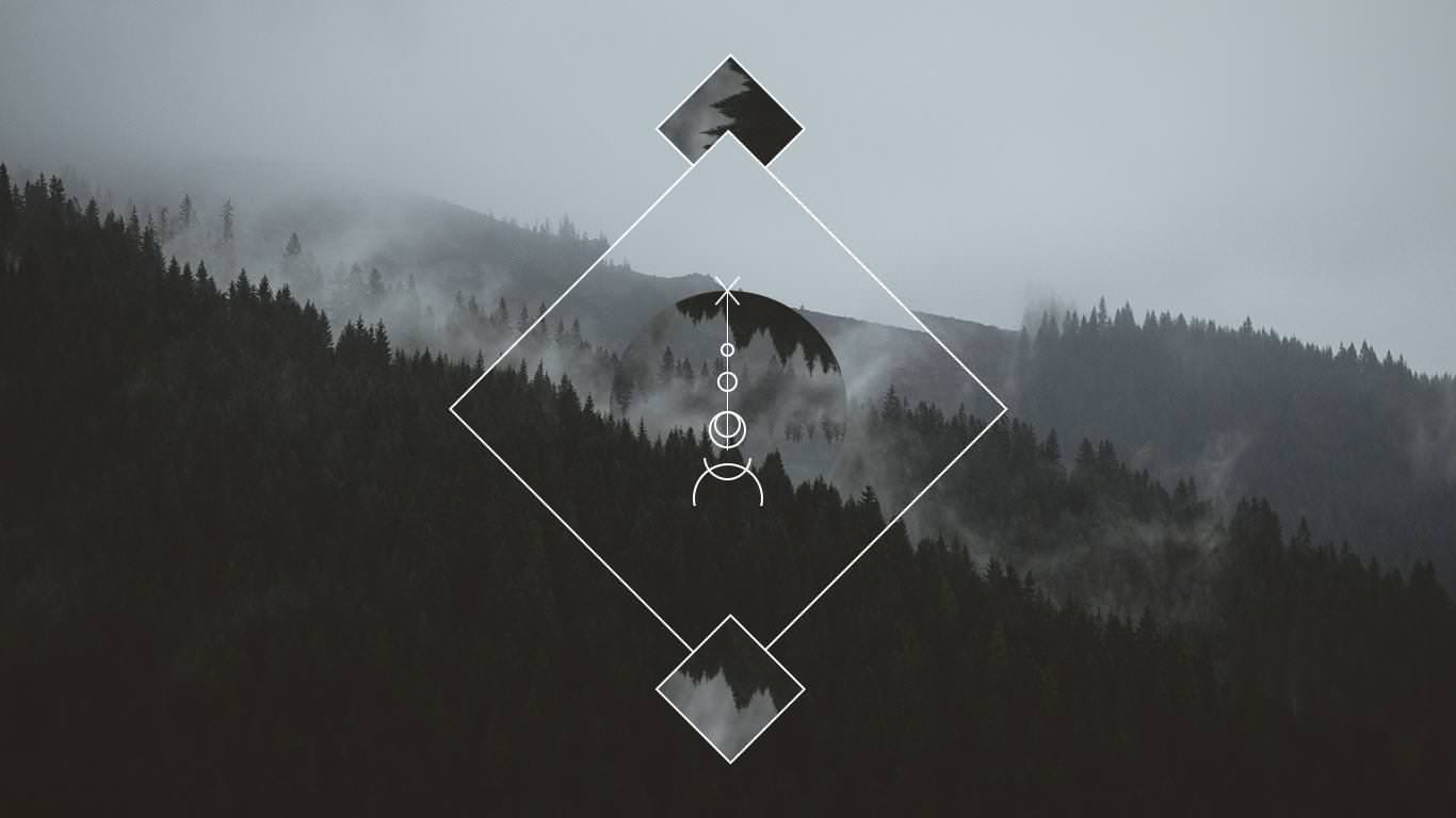 Losanga geometrica su foresta nebbiosa, 1366x768 720p, Laptop