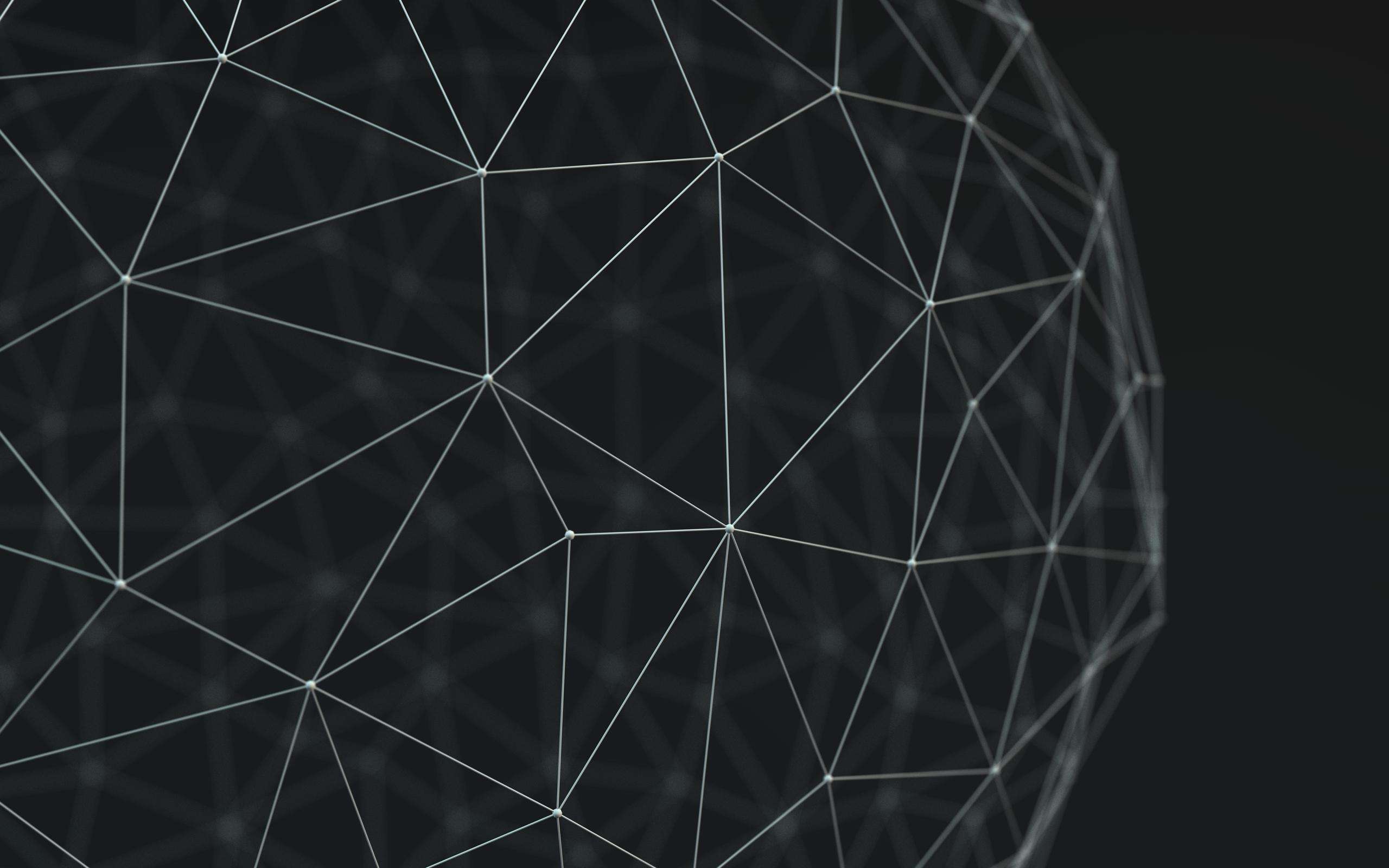 Sfera wireframe geometrica scura, 2560x1600 WQXGA, PC