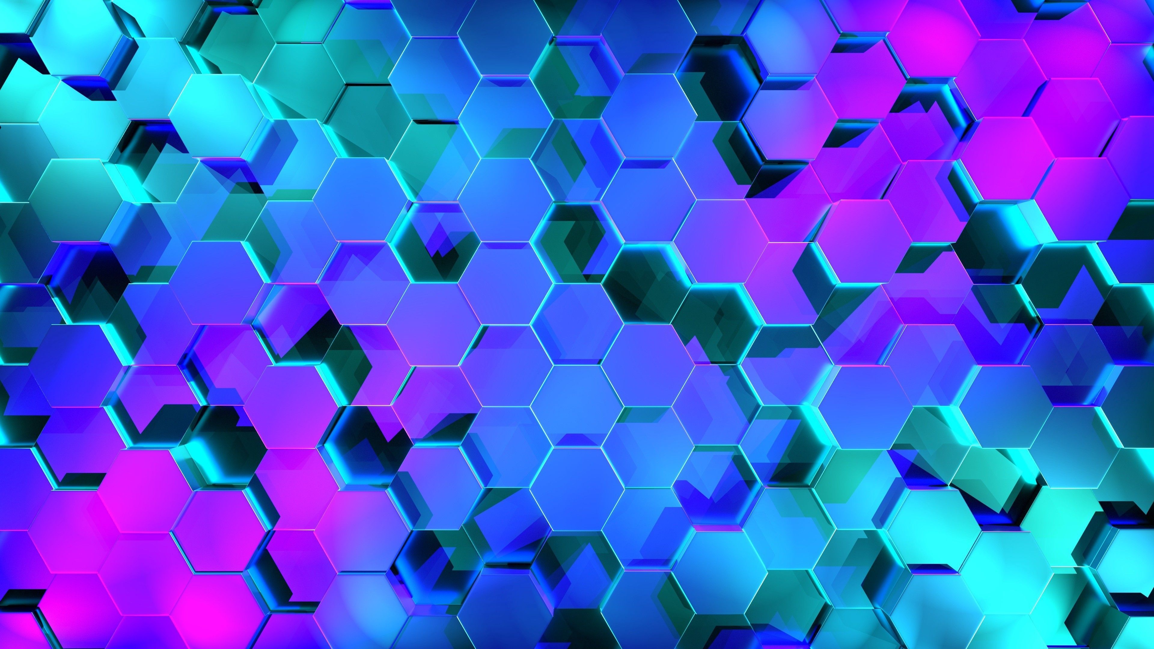 Esagoni geometrici blu viola, 3840x2160 4K, Monitor 4K