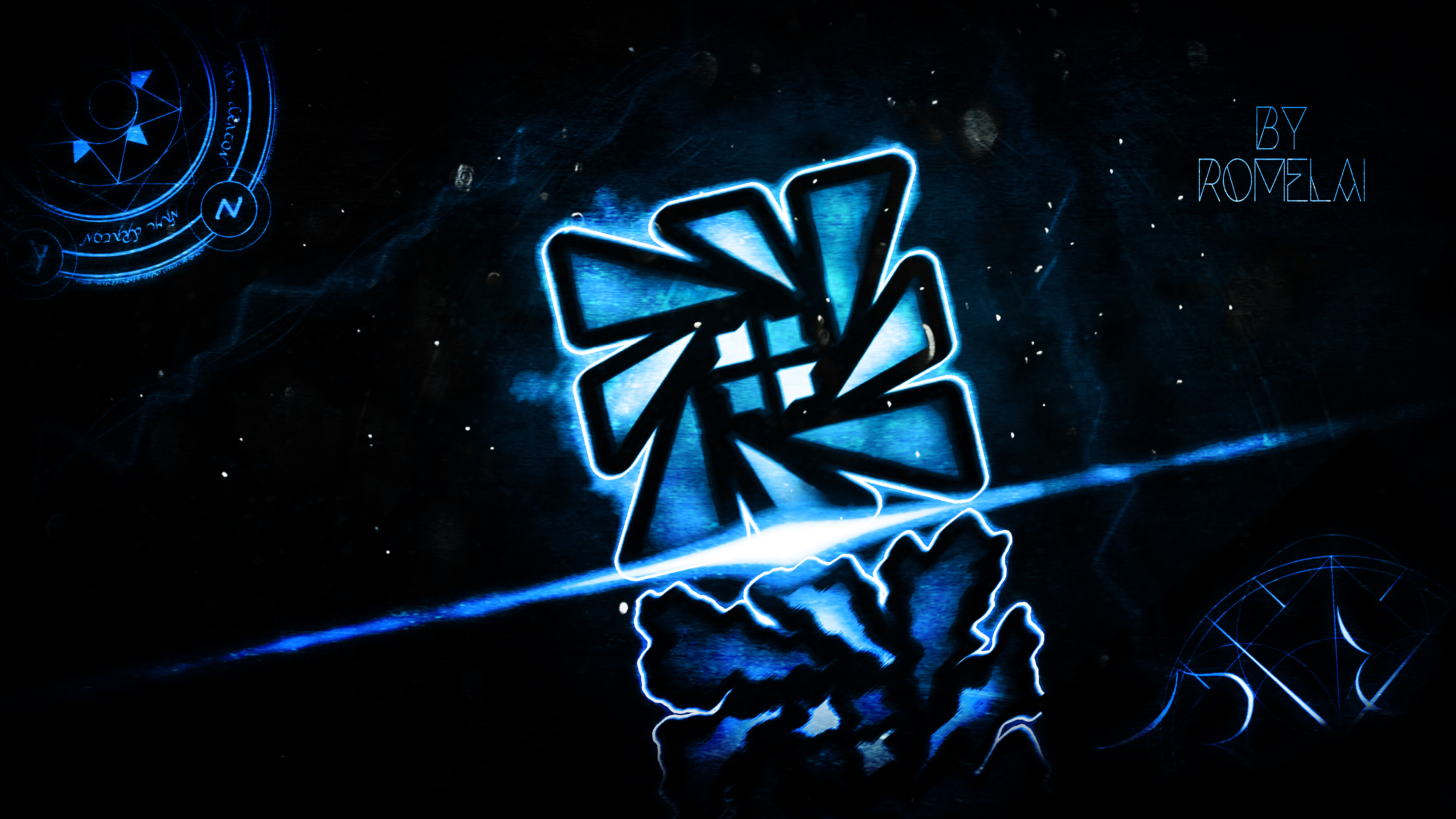Logo Geometry Dash blu, 3840x2160 UHD, Monitor 4K