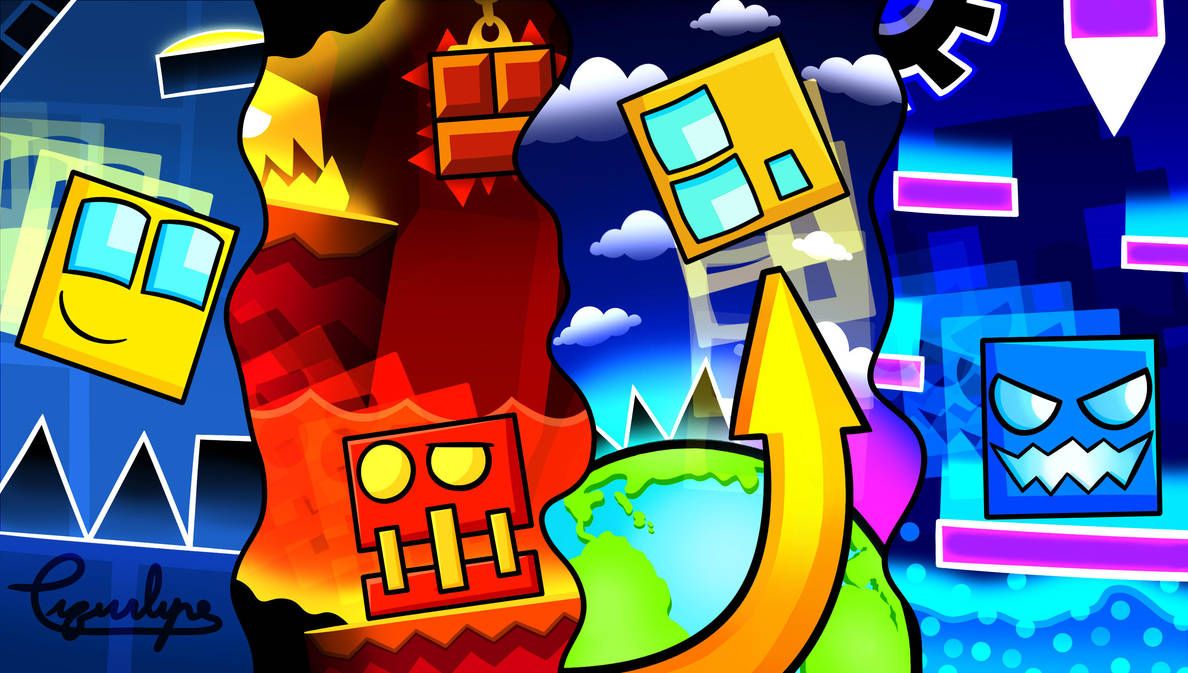 Personaggi Geometry Dash colorati, 1188x673 HD, Desktop